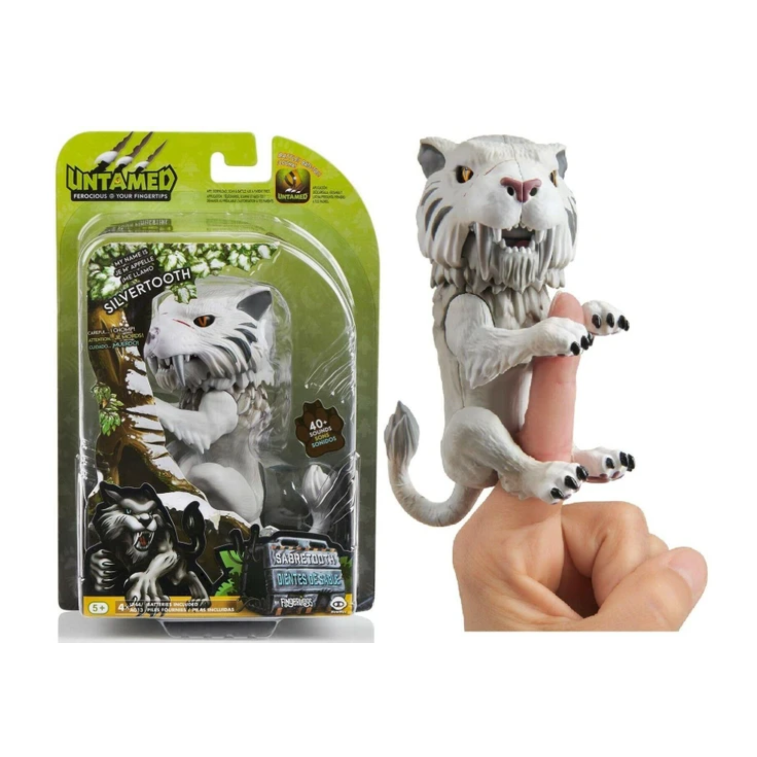 WowWee Fingerlings Untamed Tiger Sabretooth Silvertooth Interactive Toy Pet