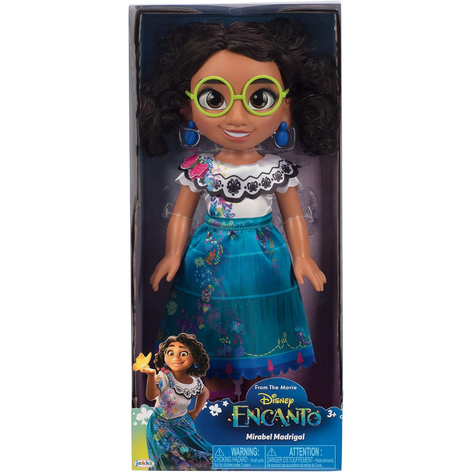 Disney Encanto Mirabel 14-Inch Fashion Doll Curly Hair Dress Glasses 3+ Play