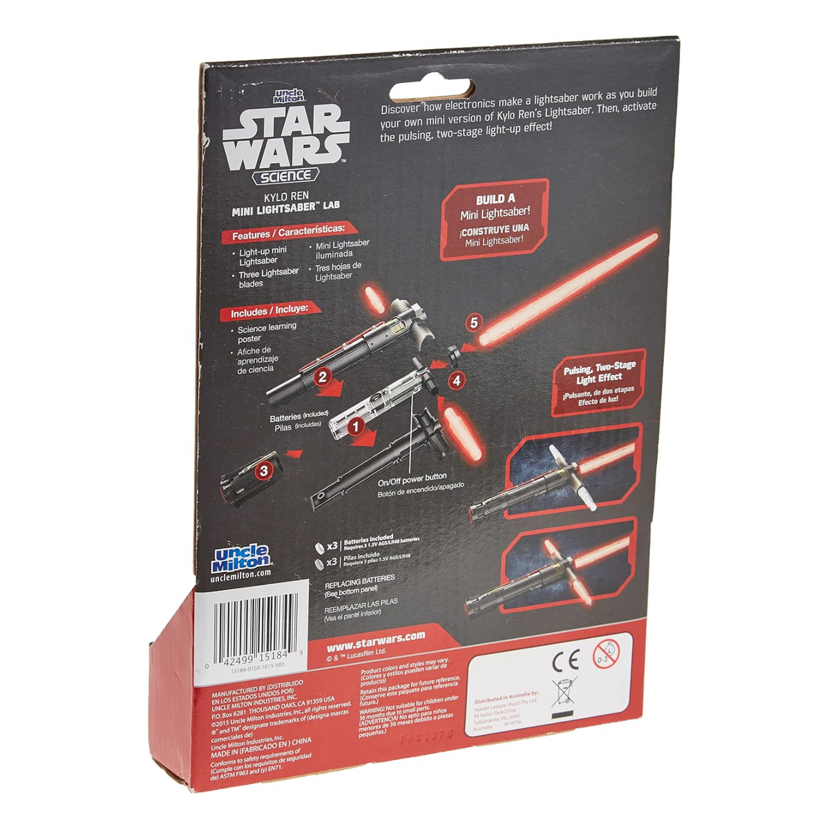 Uncle Milton Kylo Ren 18 CM Mini Build Your Own Small Lightsaber Lab New Toy