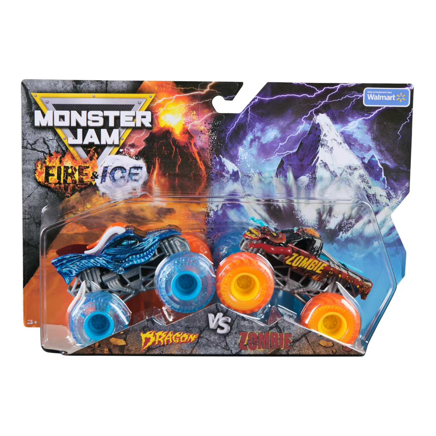 Monster Jam Fire And Ice Dragon And Zombie 1 64 Scale Trucks Ages 3 +