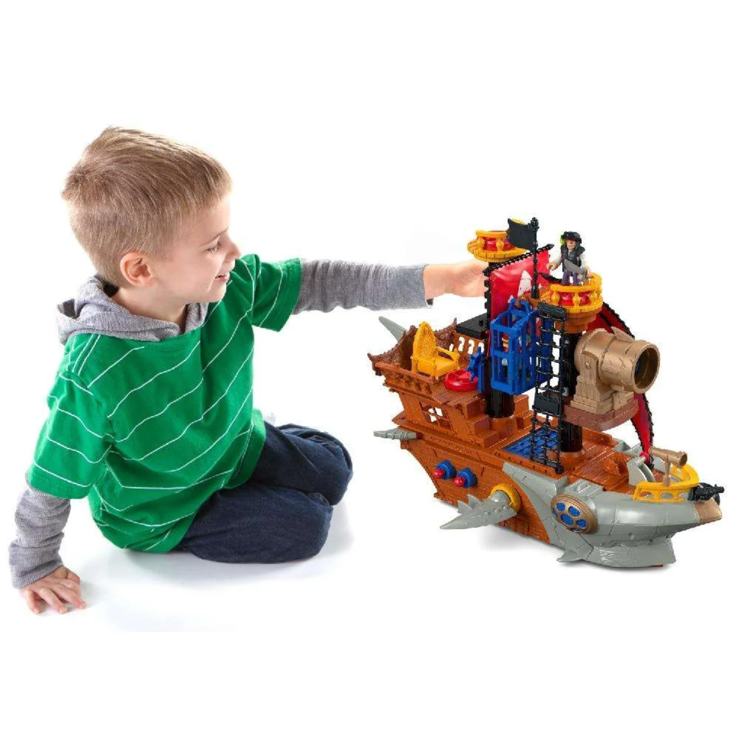 Fisher-Price Imaginext Shark Bite Pirate Ship Playset with Figure Kids Toy 3+