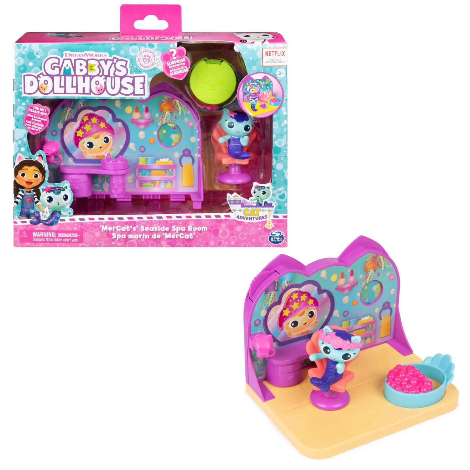 Gabbys Dollhouse Mercat Spa Room Playset with Figure Chair and Surprise Toy