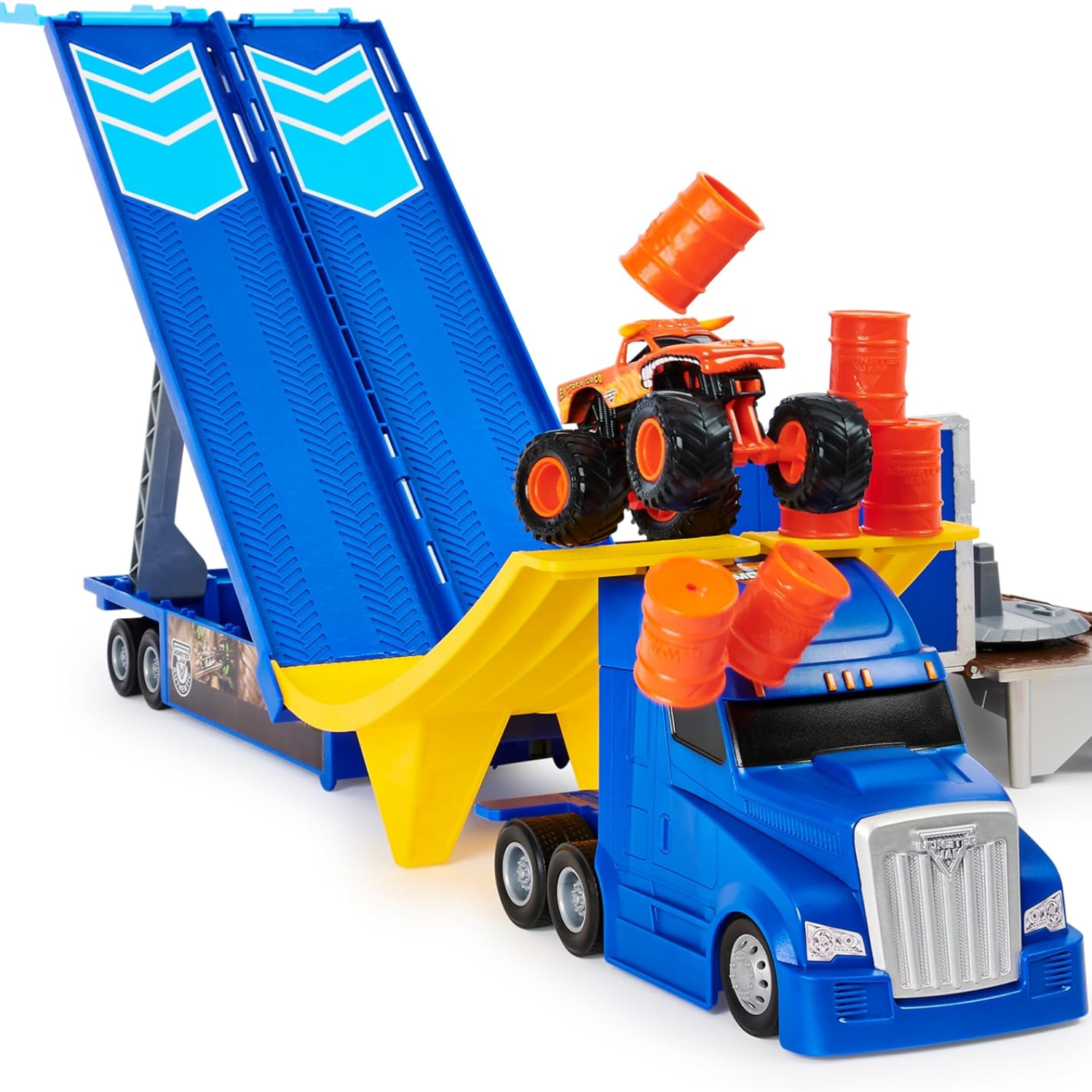 Monster Jam Transforming Hauler Playset 1:64 Scale Truck Kids Toy Vehicle Set