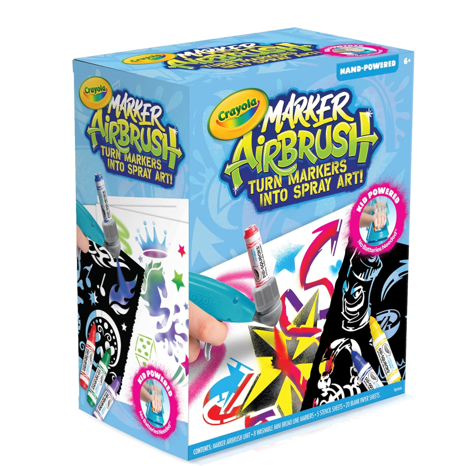 Crayola Marker Airbrush Kit Creative Art Set with Washable Markers Kids Toy Ages
