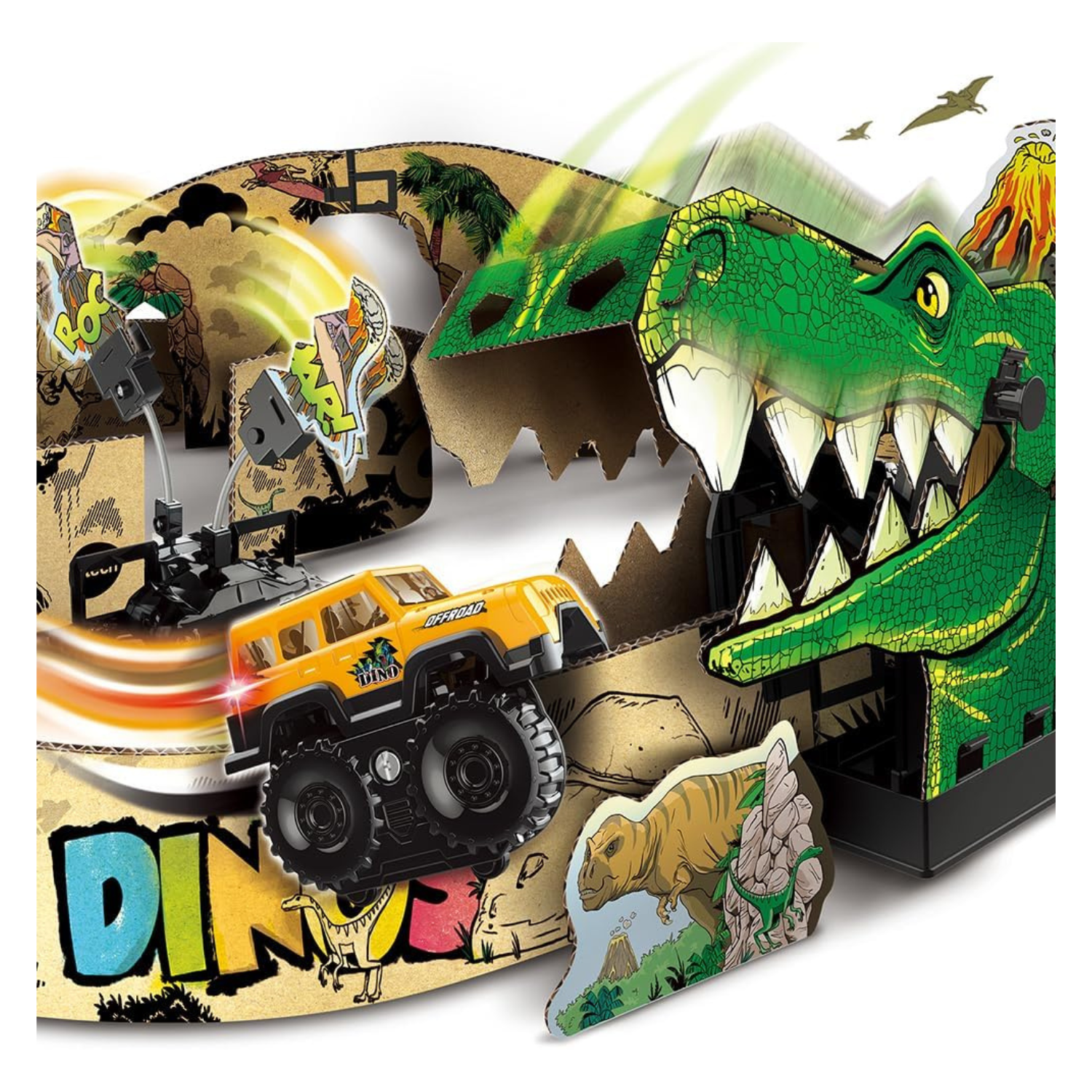VTech Dino Adventure Track Set with Car Recyclable Cardboard Toy Gift