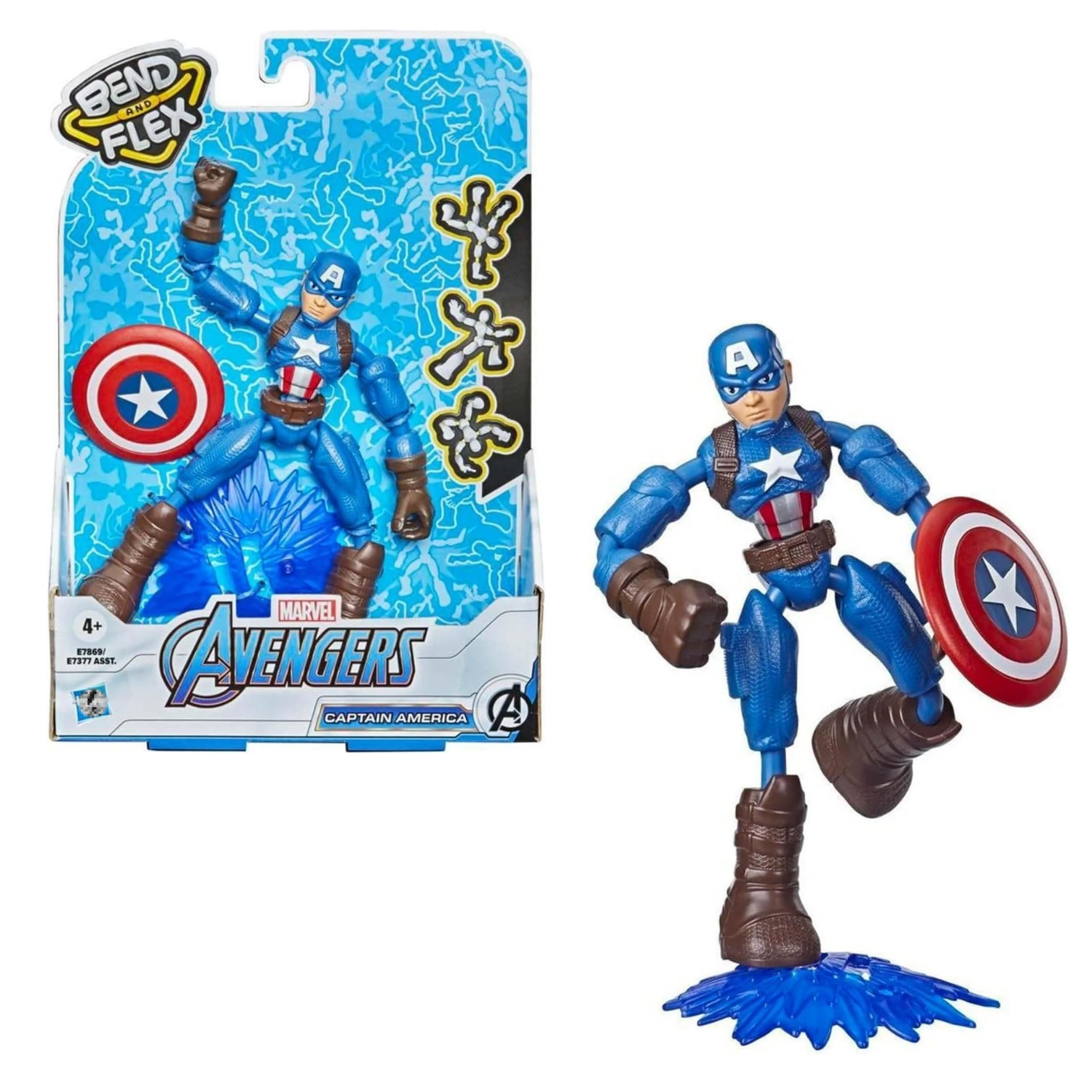 Marvel Avengers Bend and Flex Captain America 6" Flexible Action Figure Toy