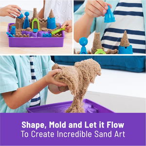 Kinetic Sand Deluxe Beach Castle Set 2.5lbs Sand with Molds Tools Sensory Toy 5+