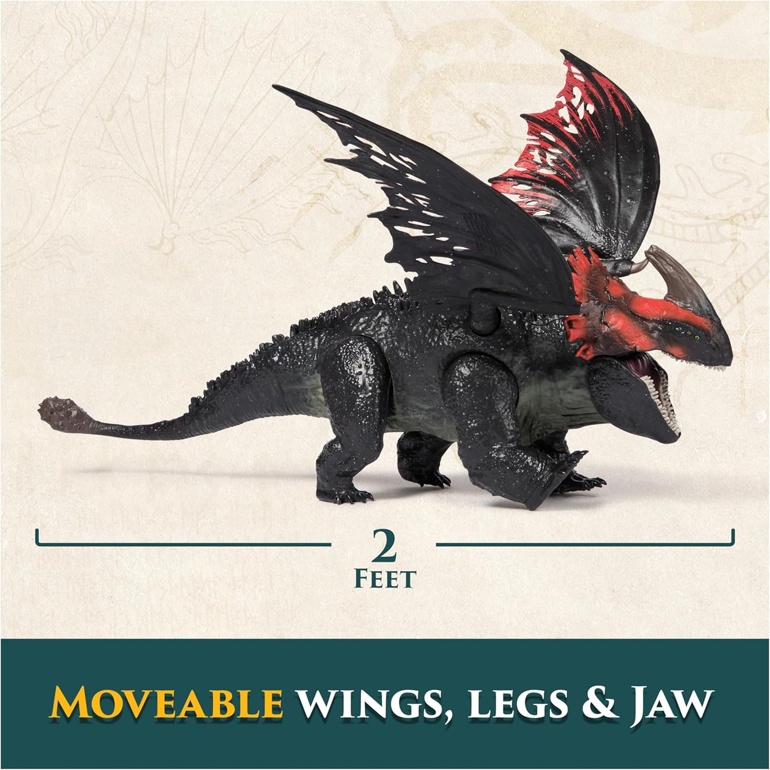 Dreamworks Dragons Titan Red Death Dragon Figure Roaring Wings Action Play Toy