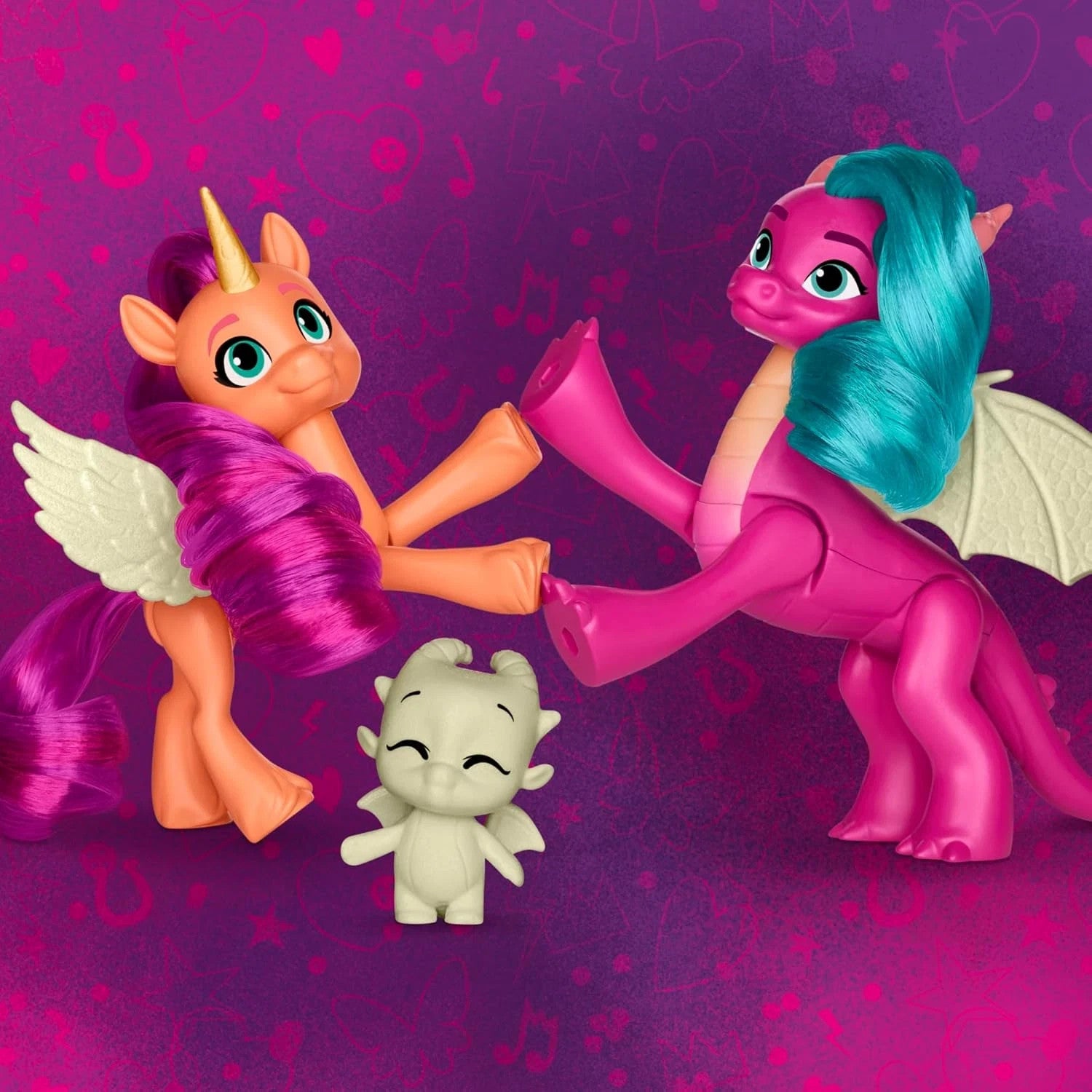 My Little Pony Dragon Light Reveal Glow in Dark Figures 3-Pack Toys Ages 4+