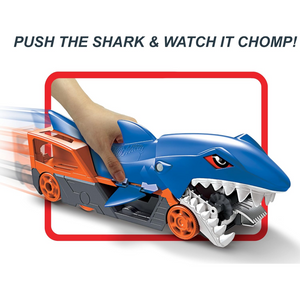 Hot Wheels Shark Chomp Transporter Car Storage Hauler with 1 Vehicle 4+