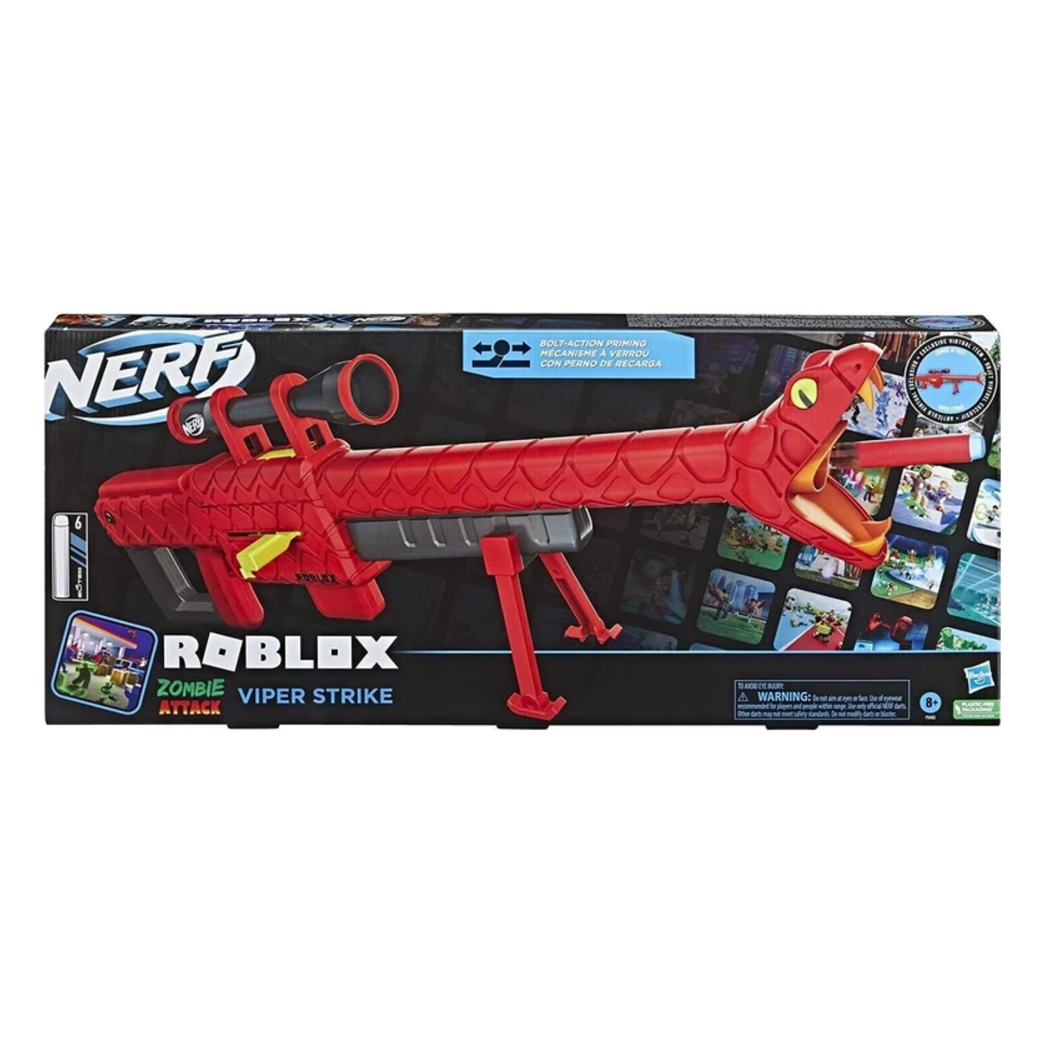 Nerf Roblox Zombie Attack Viper Strike Dart Blaster Ages 8+ New Toy Gun Fire Fun