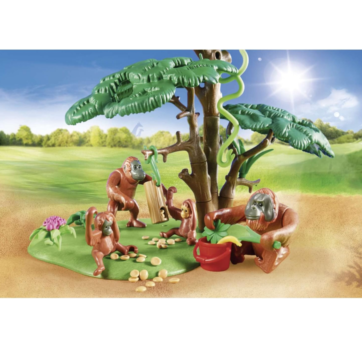 Playmobil Orangutans with Tree Zoo Play Set Swinging Animals Figures Fun Actions