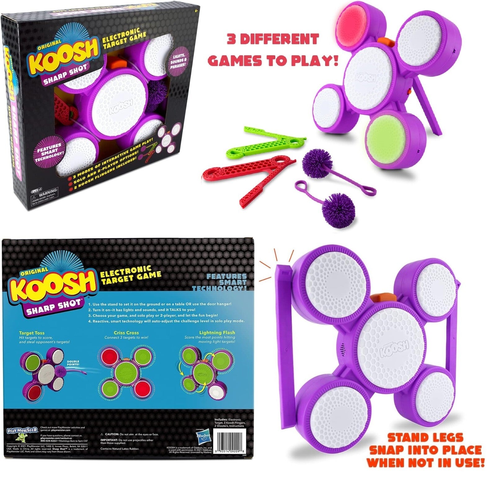 Koosh Sharp Shot Interactive Target 3 Games to Play Ball Criss Cross Target Toss