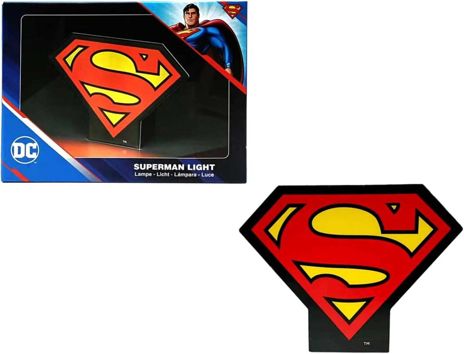 DC Comics Superman Logo Box Light Room Lamp Play Gift