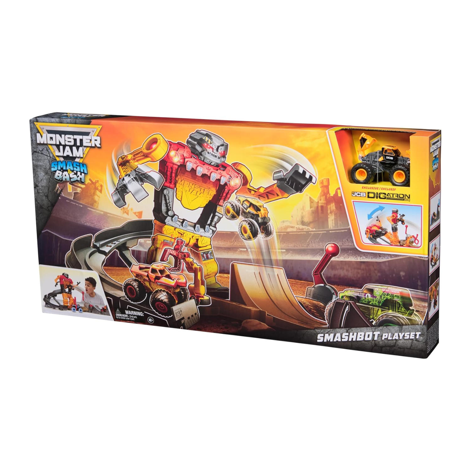 Monster Jam Smash & Bash SmashBot Playset with Launcher Monster Truck
