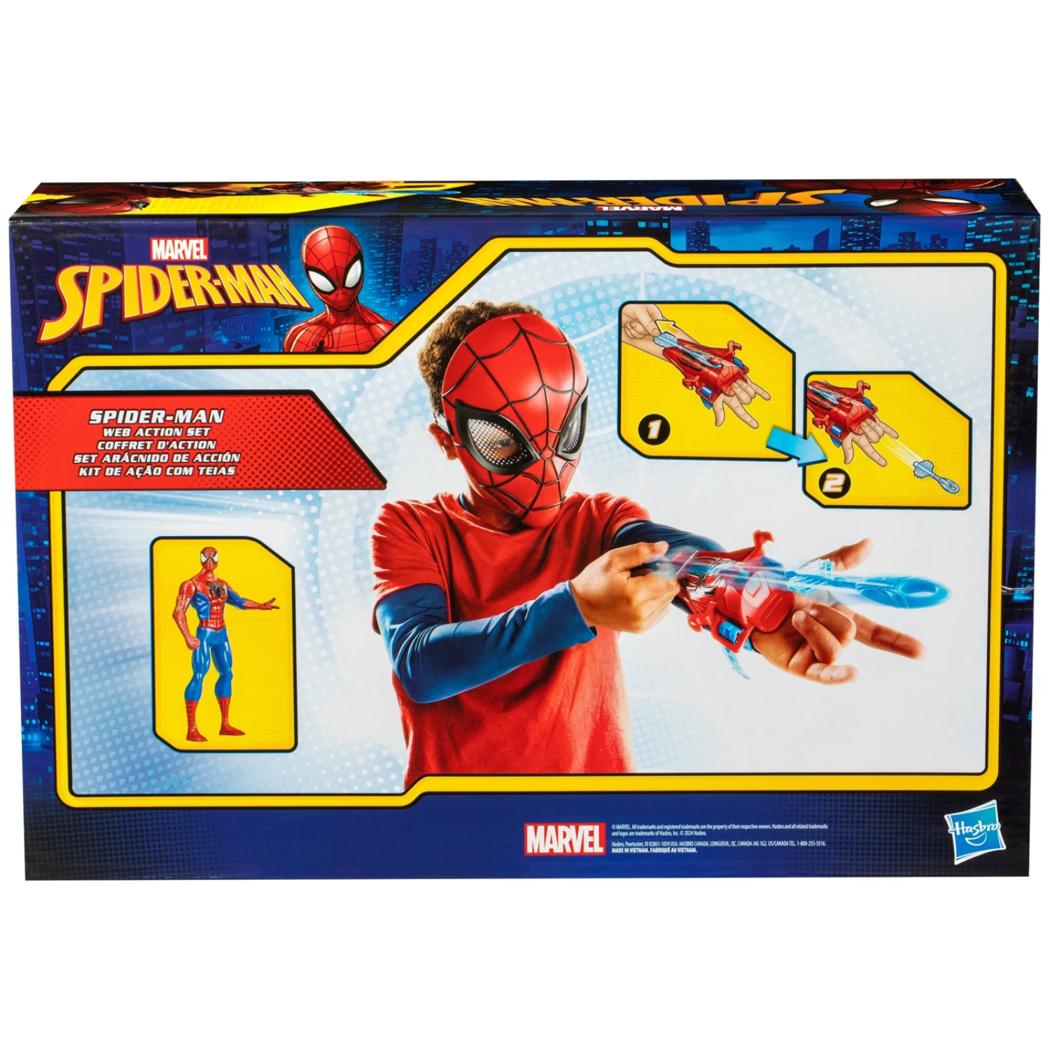 Spider Man Web Action Playset Mask Figure Set with Slinger Toys Role Play 5 Plus