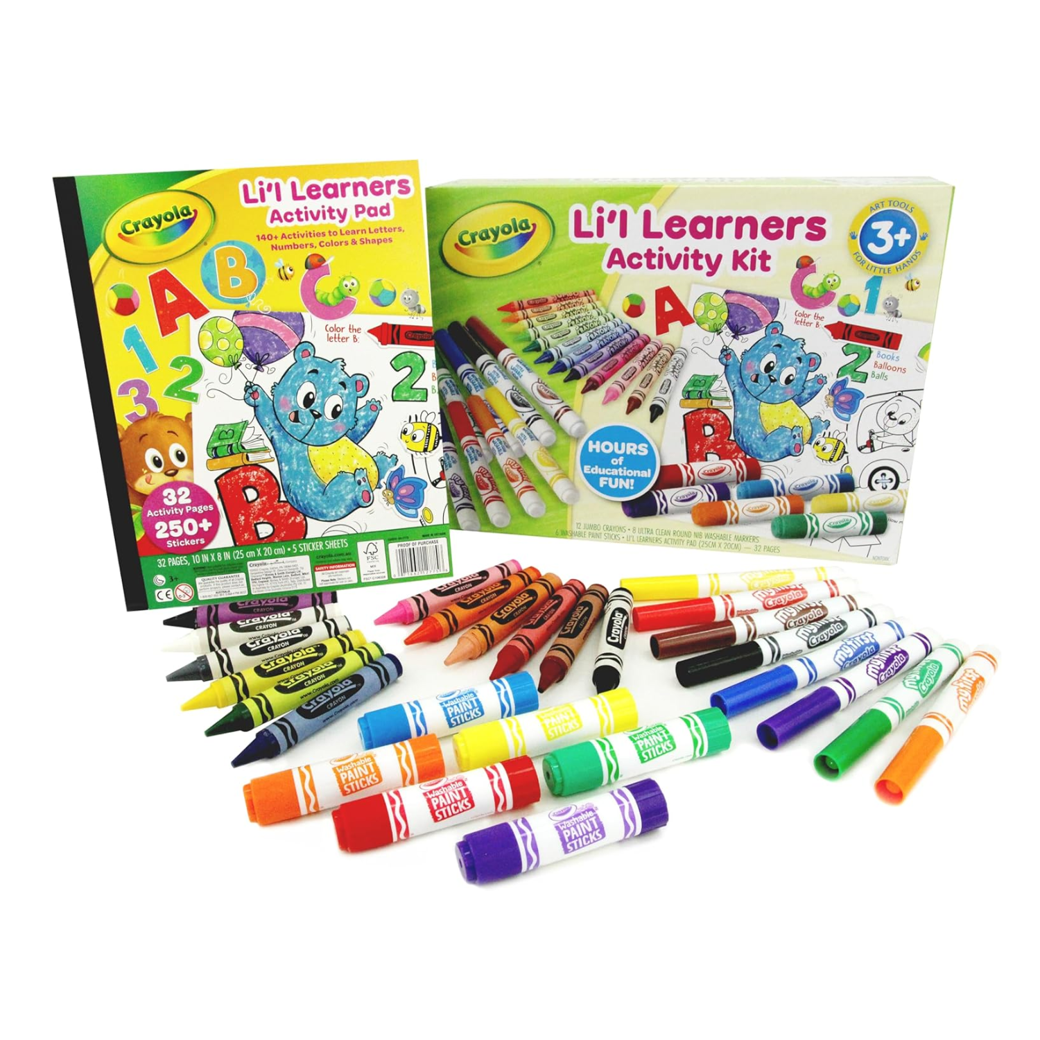 Crayola Lil Learners Activity Set Crayons Markers Paint Sticks Learn Play 3 Plus