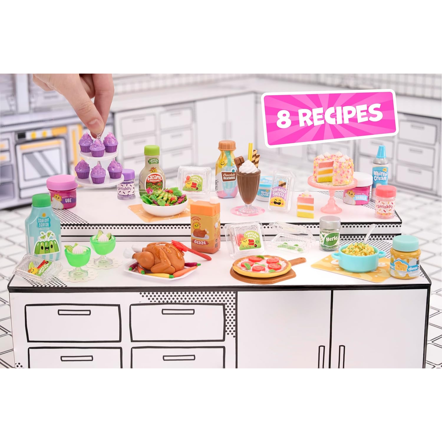 MGA Miniverse Make It Mini Mega Buffet DIY Food Kit with 8 Recipes & 60+ Pieces