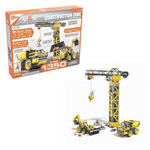 HEXBUG VEX Construction Zone 1350 Piece Crane Dump Truck Backhoe Building Toy