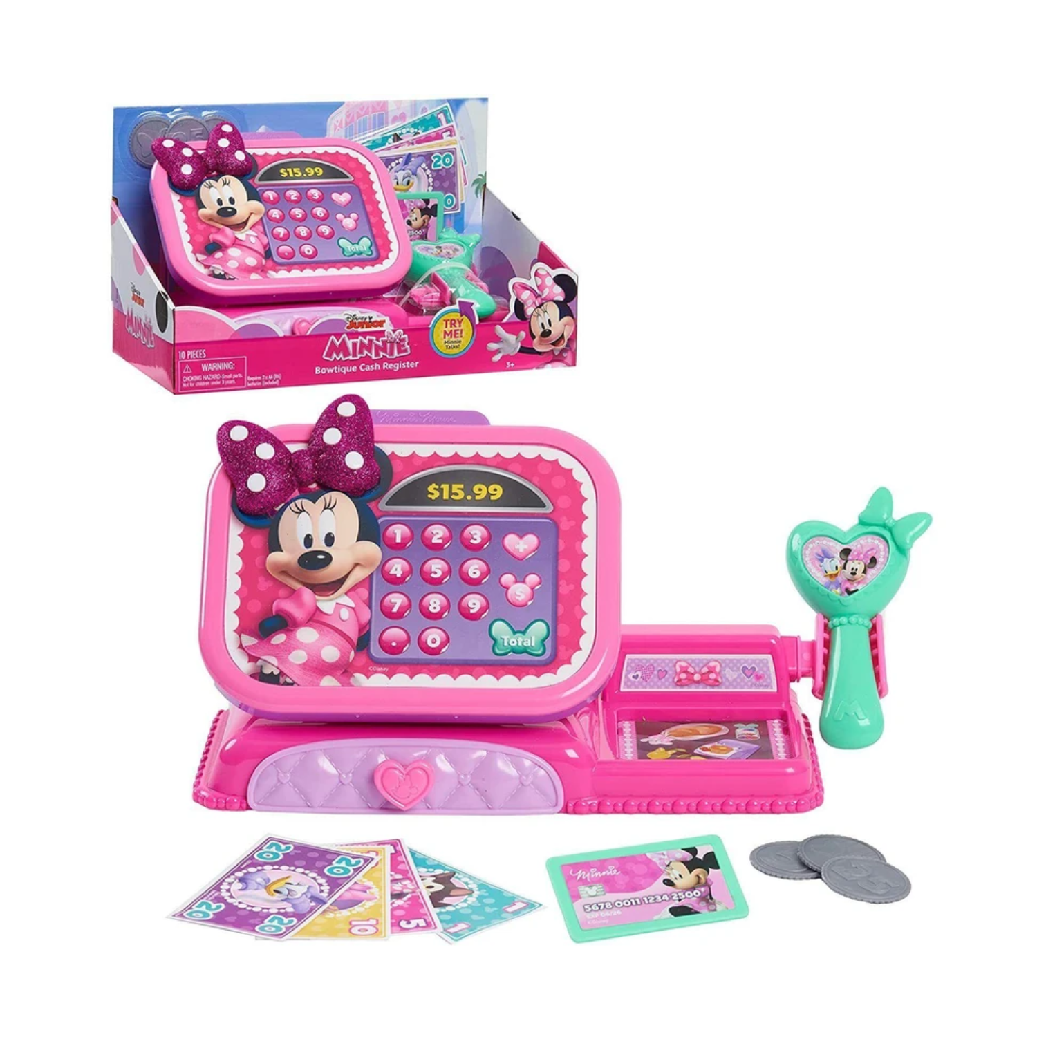 Just Play Disney Junior Minnie Mouse Bowtique Cash Register with Realistic Sound