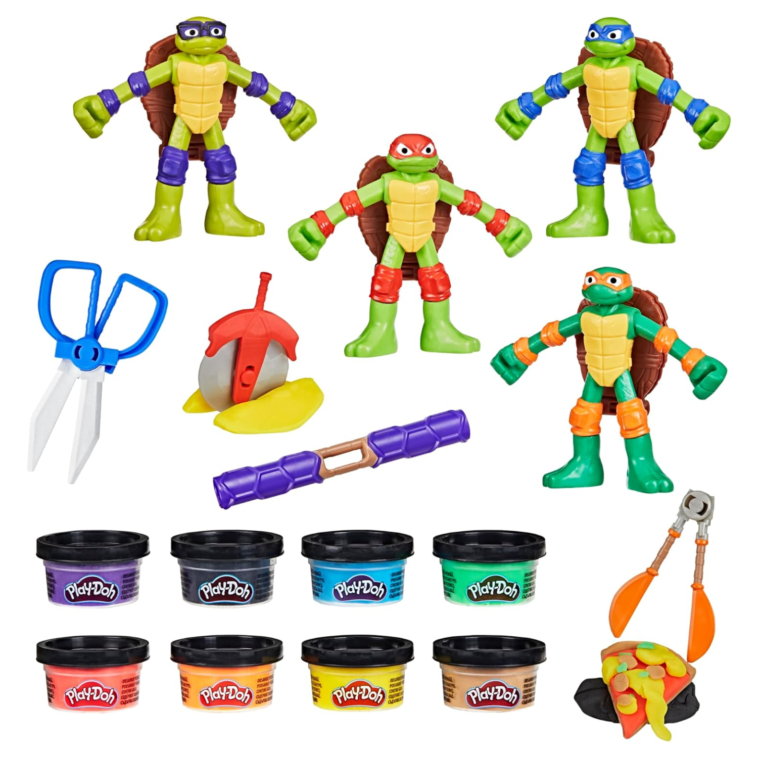 Play-Doh Teenage Mutant Ninja Turtles Cowabunga Bendy 4 Inch Action Figures Set