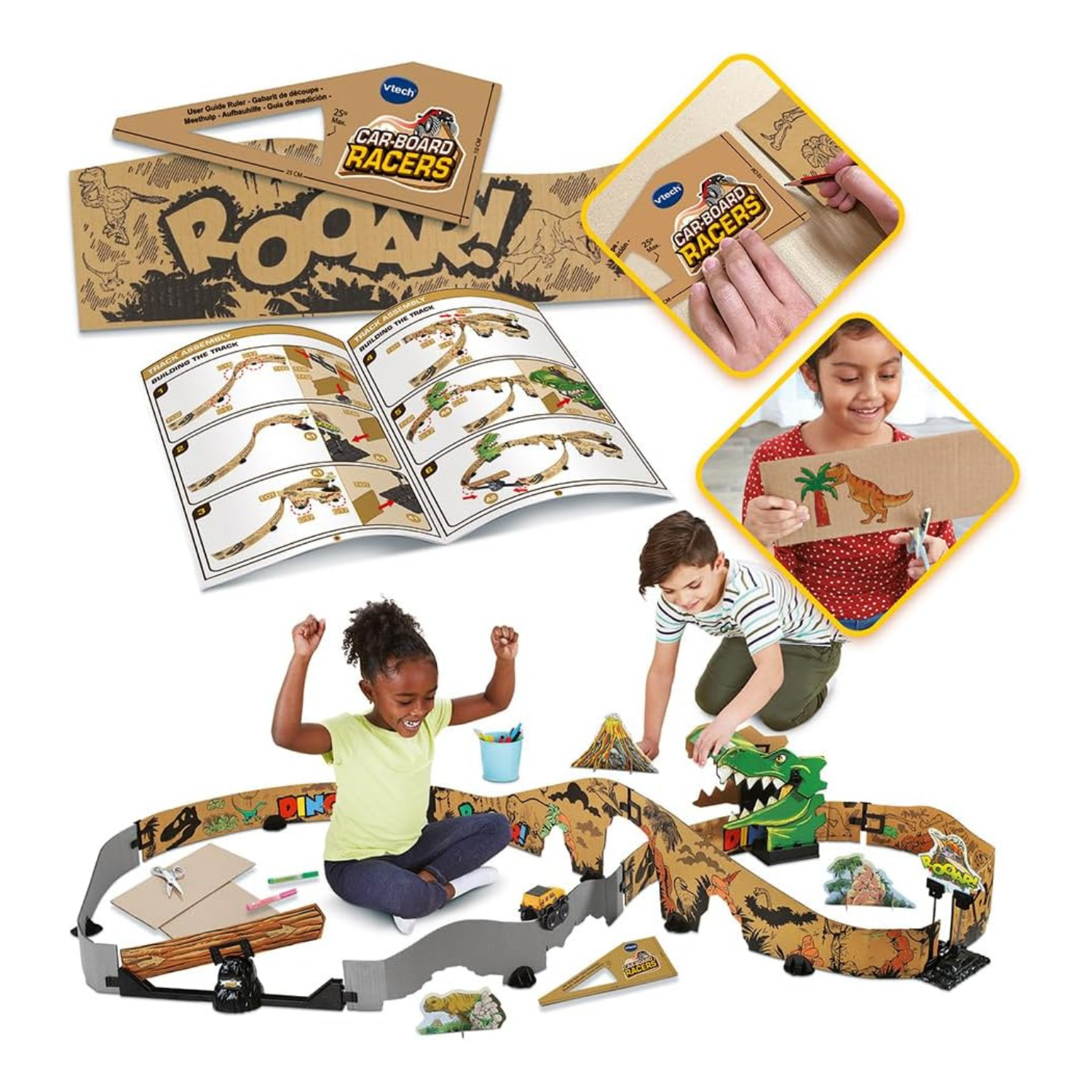 VTech Dino Adventure Track Set with Car Recyclable Cardboard Toy Gift