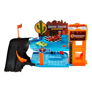 Pixar Cars Copper Canyon Glow Garage Playset 3 Luminous Racing Cars Ramp 4+