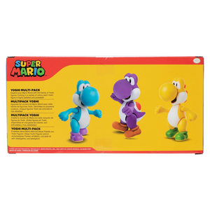 Nintendo Super Mario Yoshi 3-Pack 4-Inch Action Figure Yellow, Purple,Blue Set