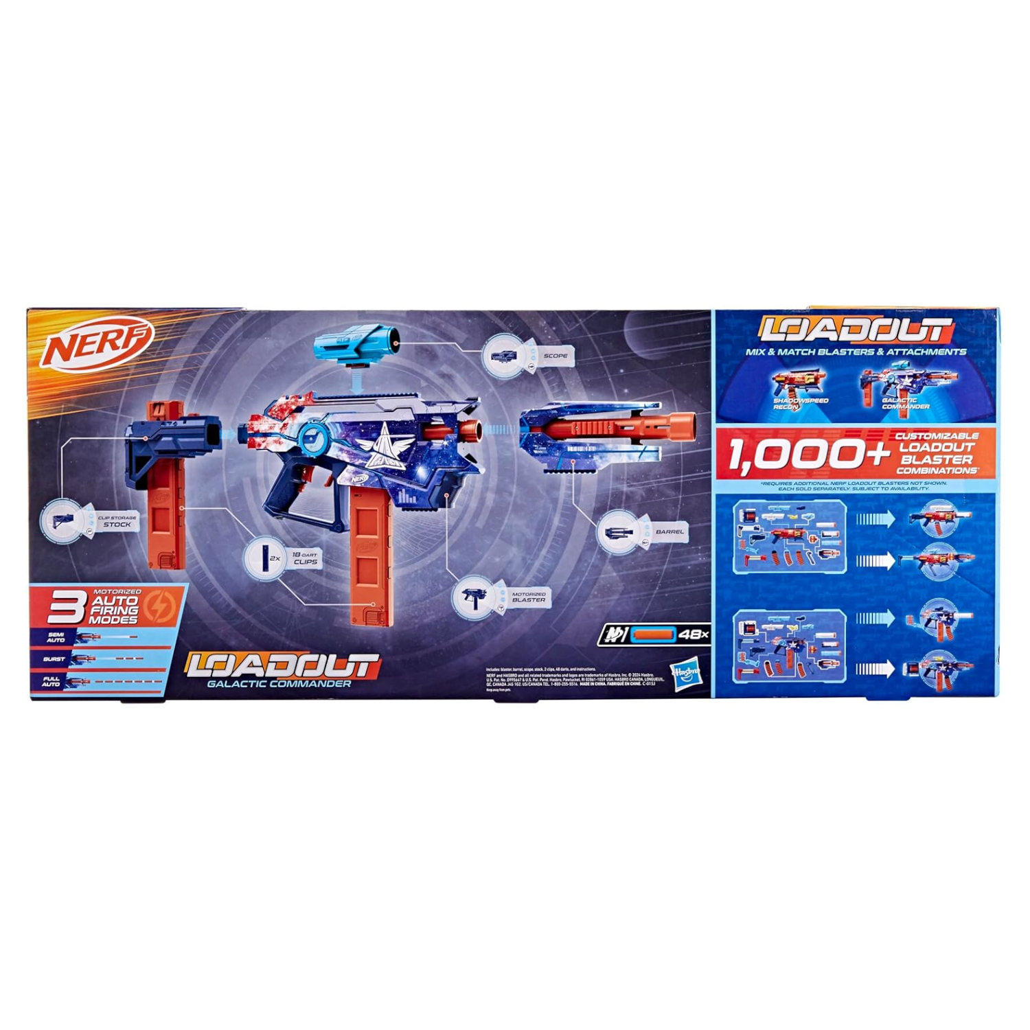 Nerf Loadout Galactic Commander Motorized Blaster 3 Modes Attachments Darts Play
