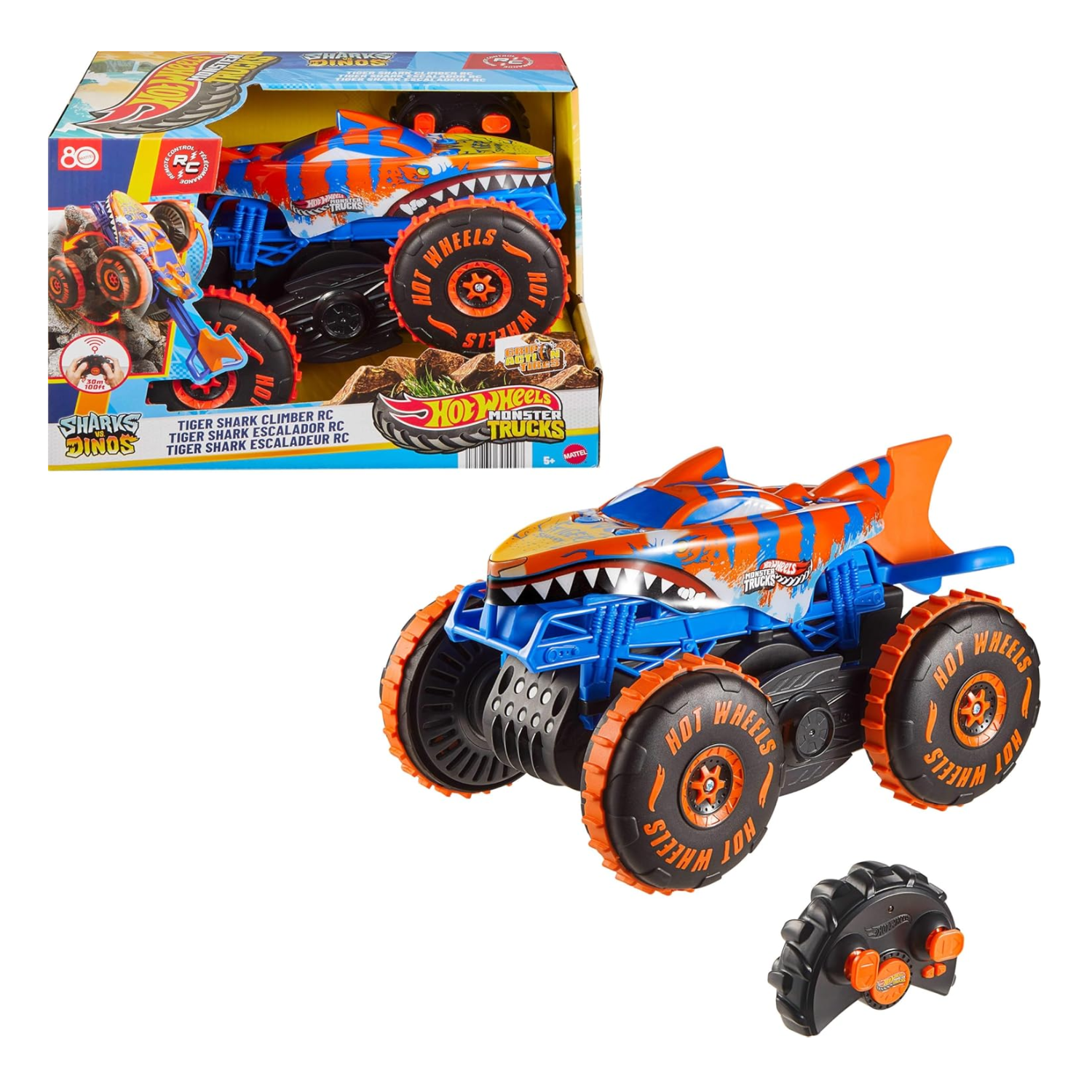 Hot Wheels Monster Trucks RC Tiger Shark Climber Large Scale Remote Control Toy