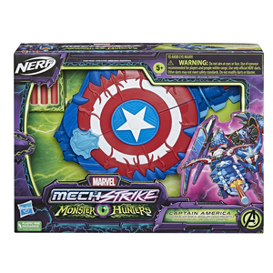 Marvel Captain America Monster Blast Shield with NERF Darts Roleplay Toy Kids 5+