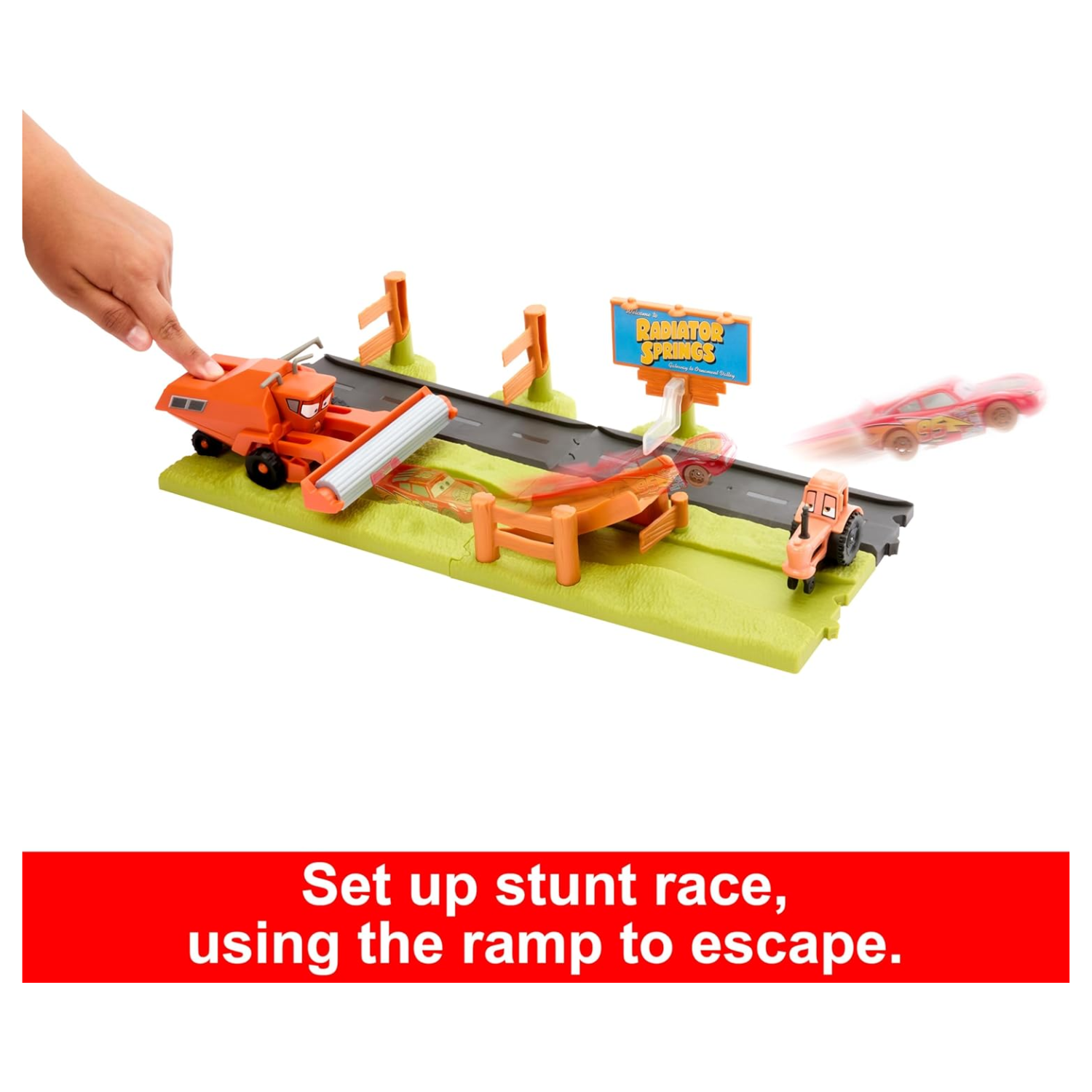 Disney Pixar Cars Playset Frank Escape & Stunt Race Lightning Mcqueen