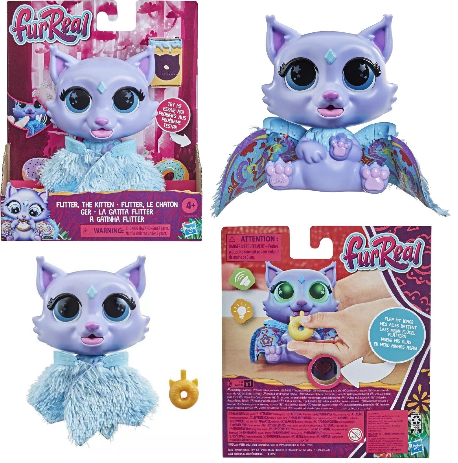 Furreal Friends Flitter Kitten for Ages 4+ Toy Pet Play Feed Baby Fun