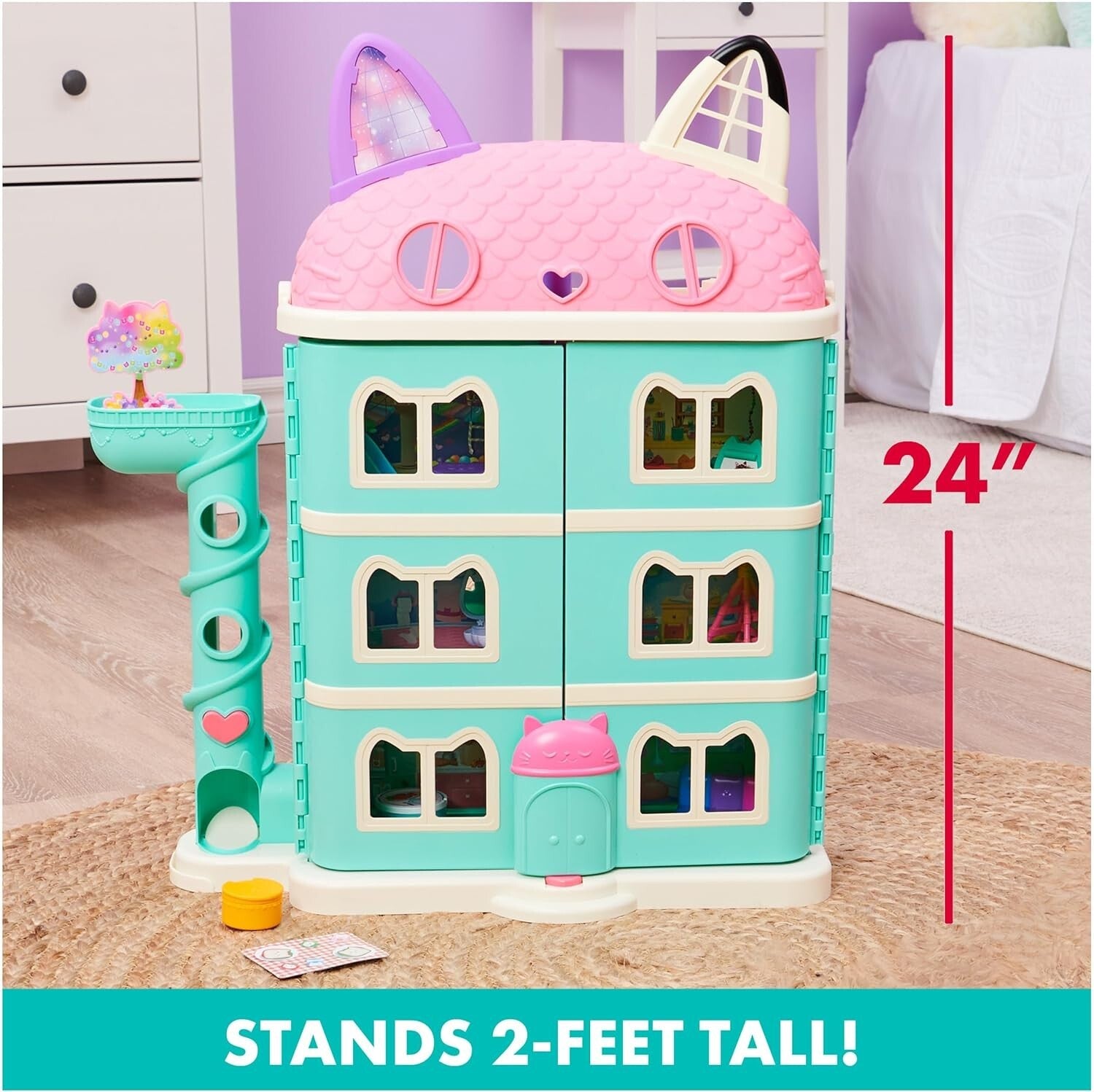 Gabby's Dollhouse Purrfect Dollhouse with 15 Pieces Including Toy Figures