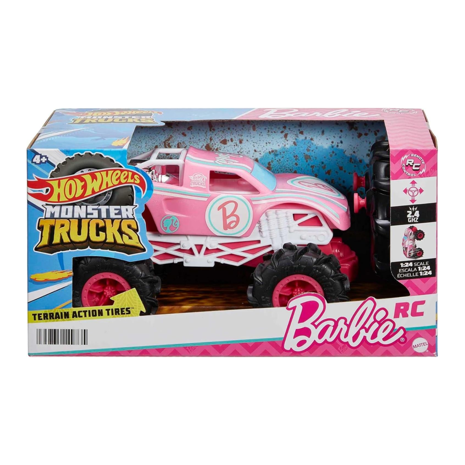 Hot Wheels Barbie Monster Truck RC Car 1:24 Scale Remote Control Vehicle Kids 4+