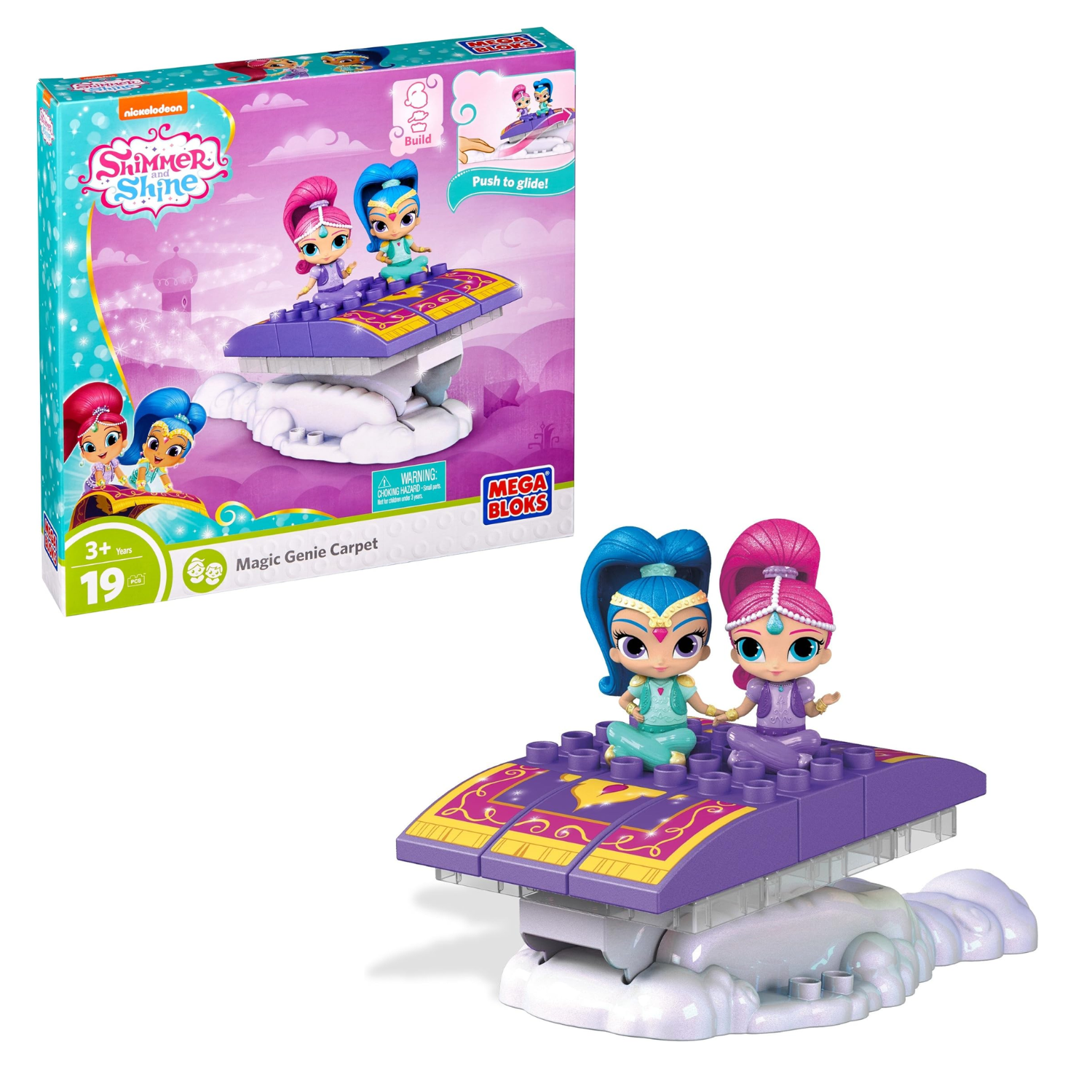 Mega Bloks Shimmer & Shine Magic Genie Carpet Building Set with Figures 19pcs
