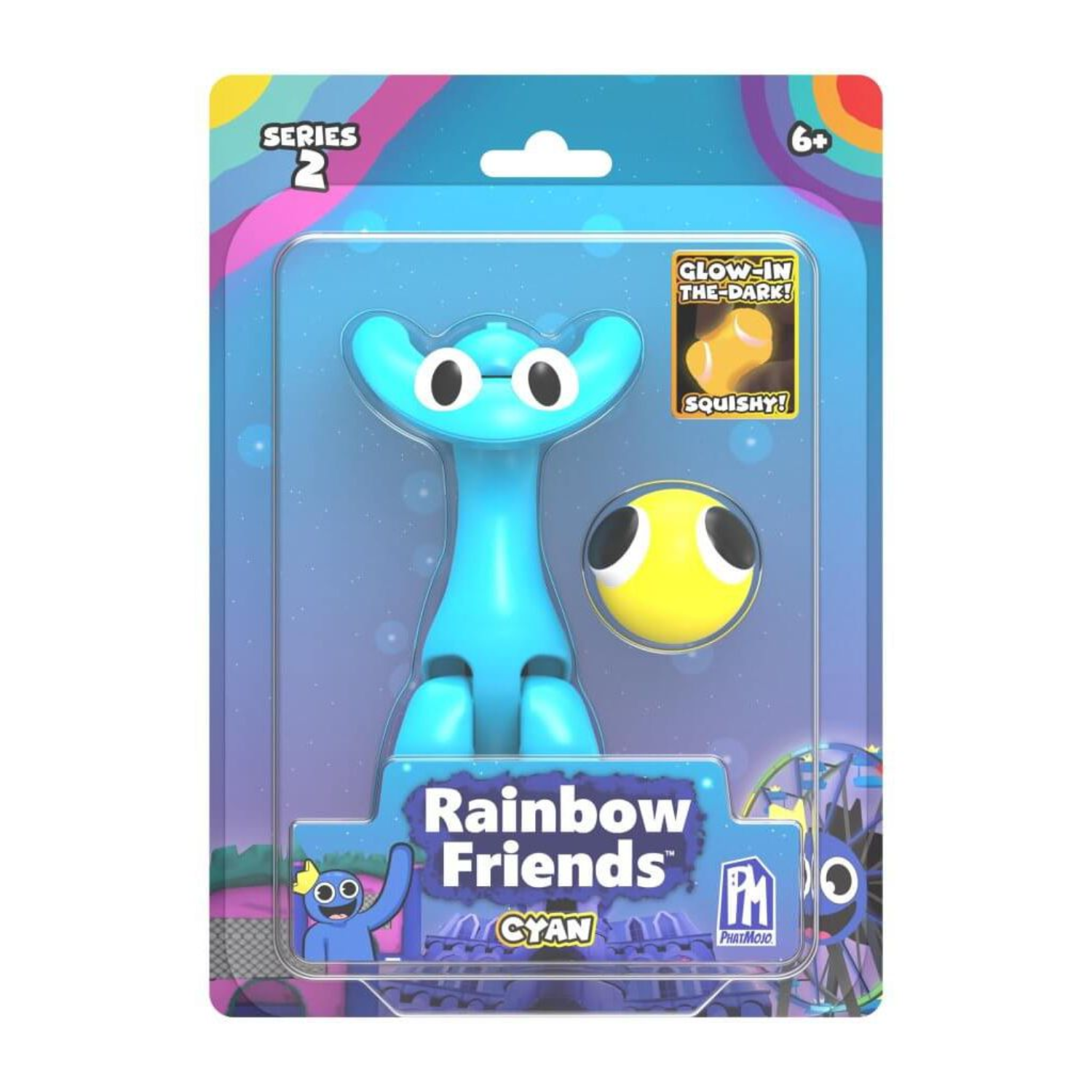 Rainbow Friends Series 2 Cyan Action Figure 5 Inch Glow Squishy Toy Ages 8 Plus