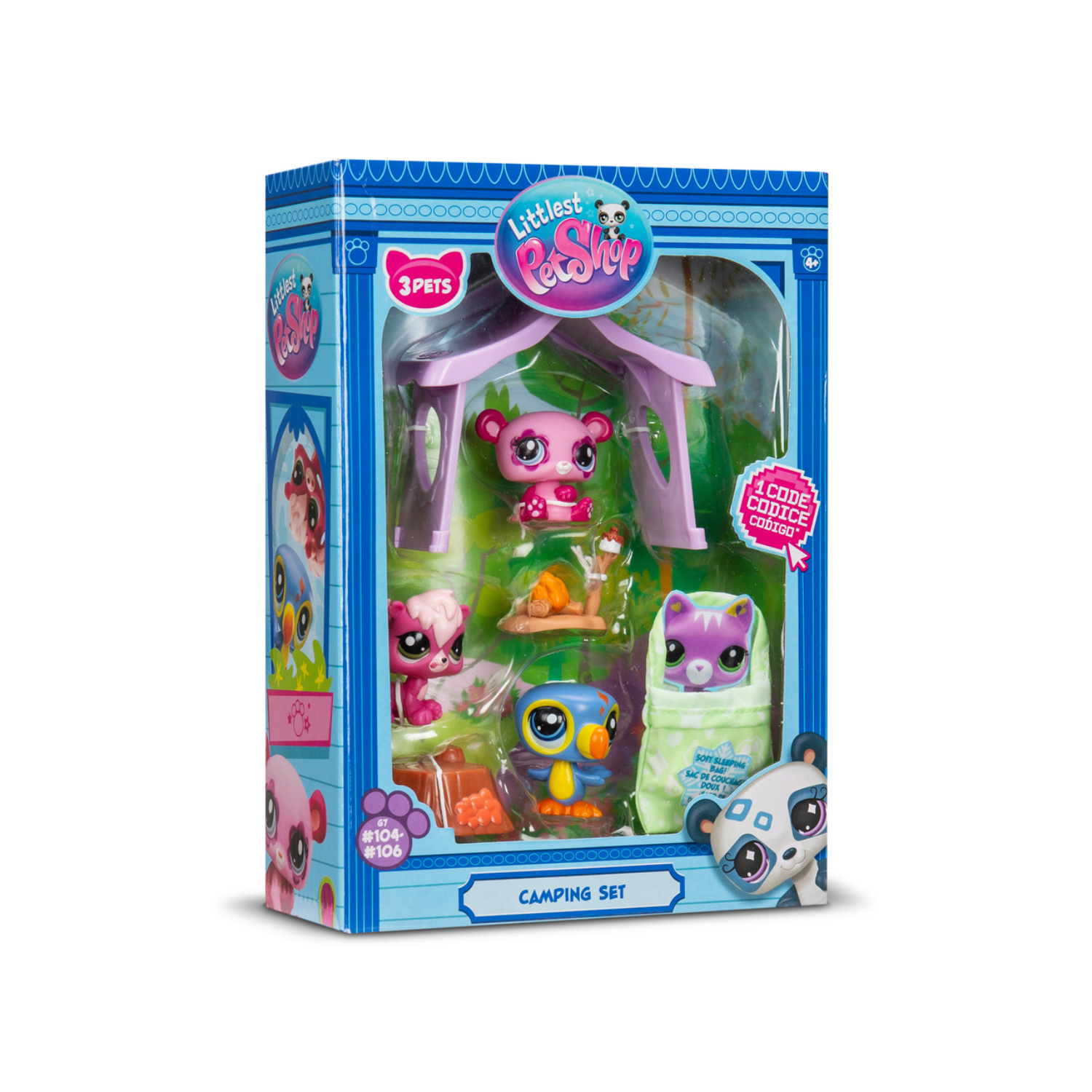 Littlest Pet Shop Camping Play Pack 3 Pets with Accessories Collector Card 4+