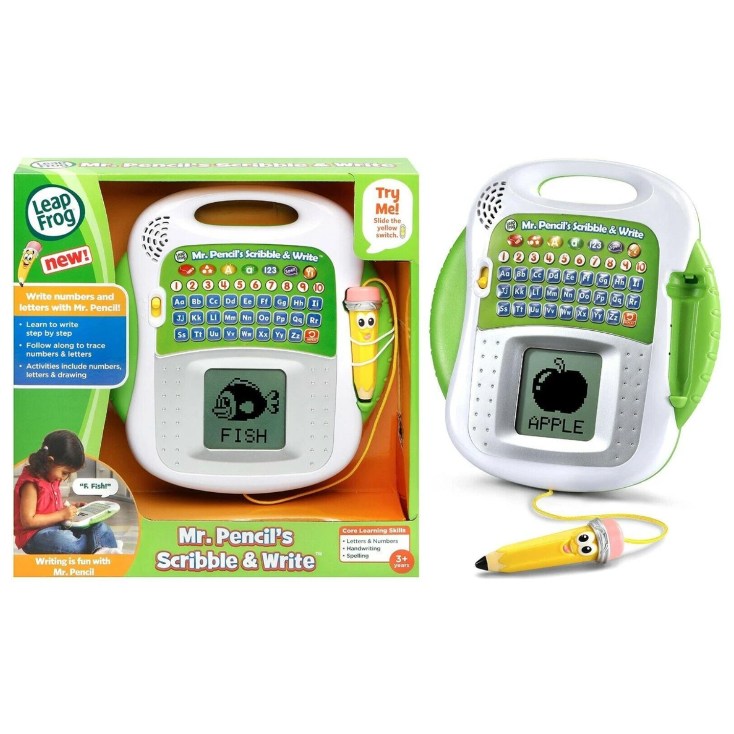 LeapFrog Green Mr Pencil Scribble and Write Ages 3+ Toy Preschool Learn Numbers