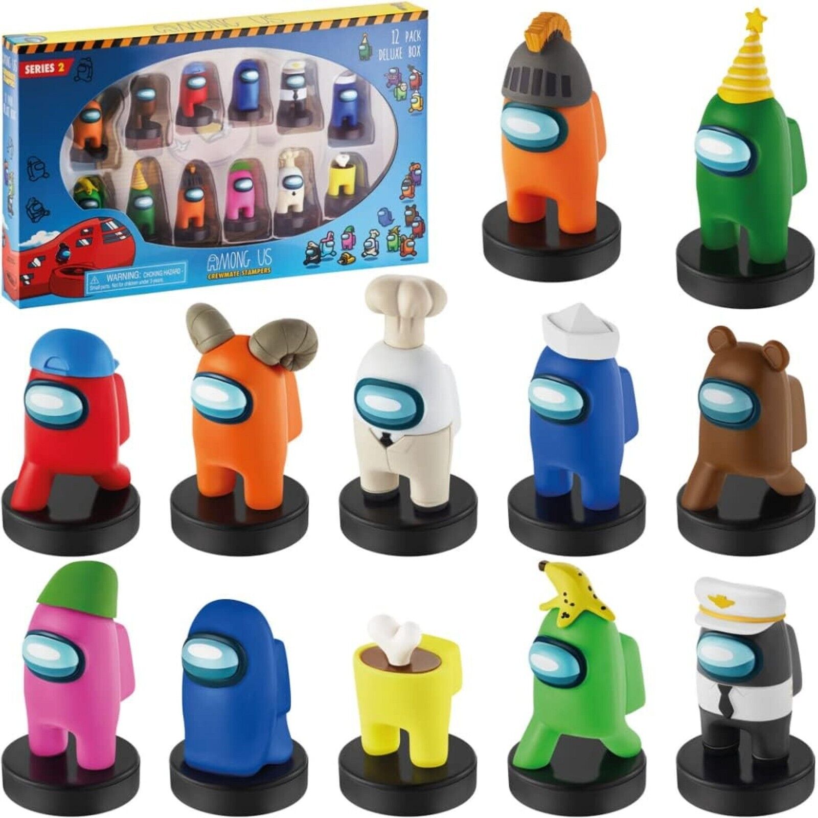 Among Us Series 2 Crewmate Stamper Figures 12-Pack Assorted Deluxe Box