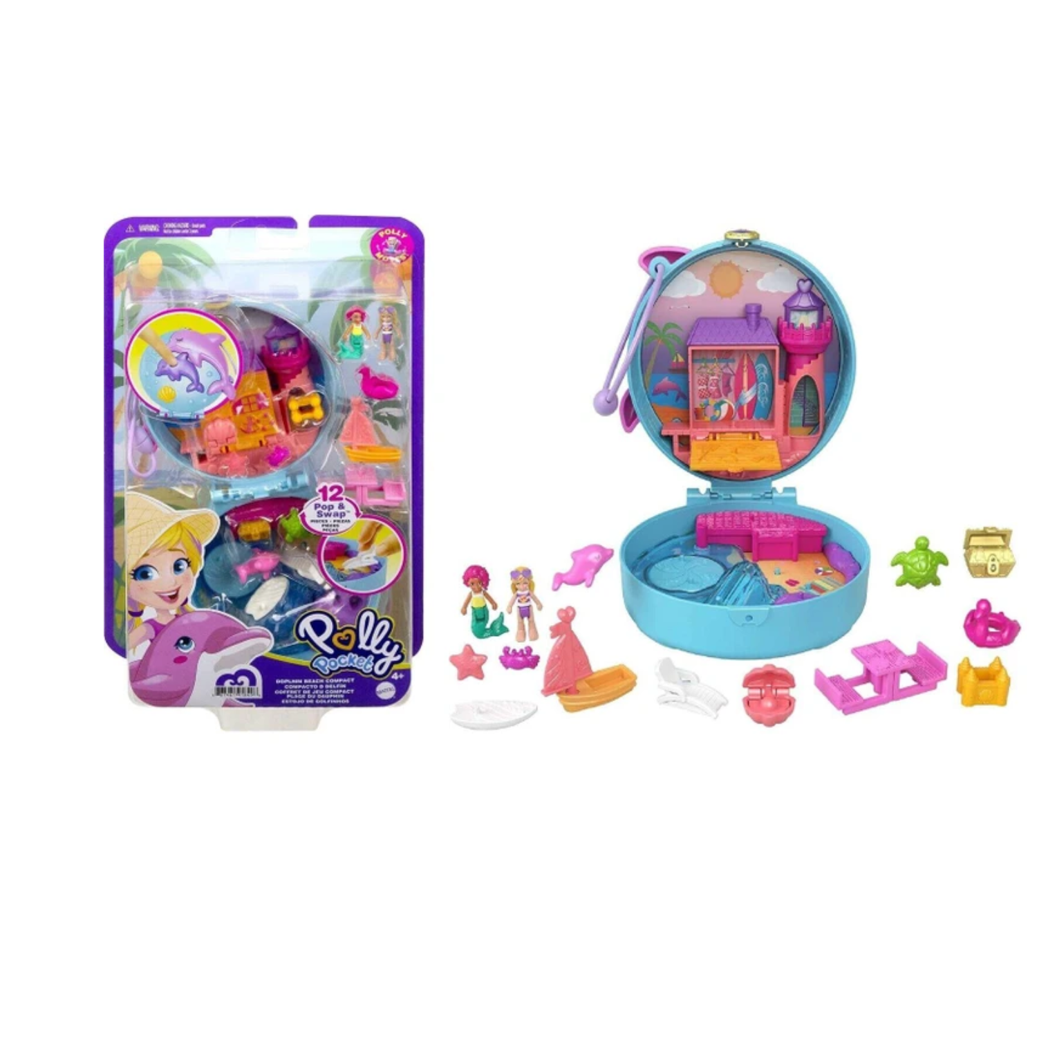Polly Pocket-Dolphin Beach- World Pop and Swap Feature 5 Reveals