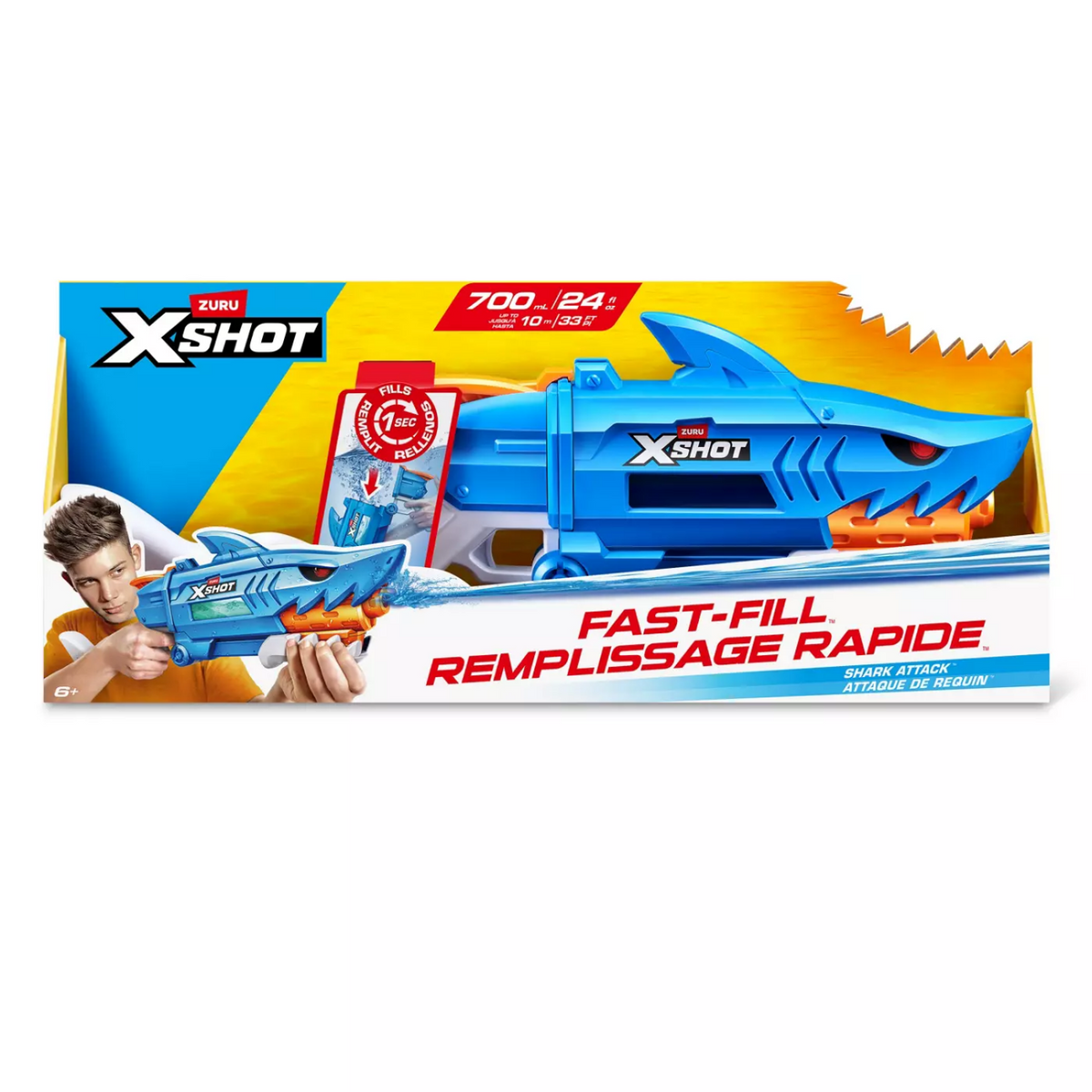Zuru X-Shot Water Shark Attack Fast-Fill Water Blaster New Toy Play