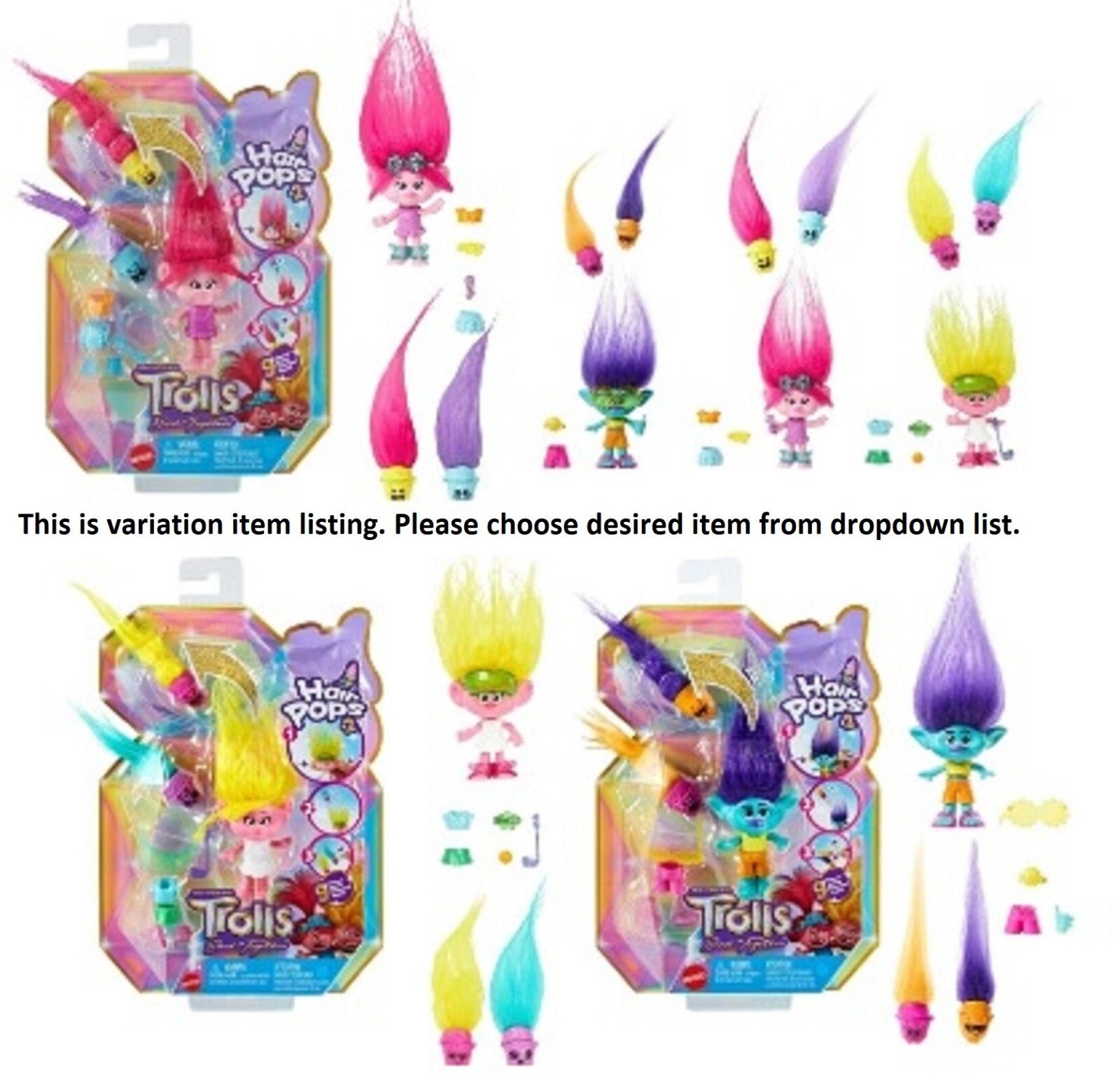 Trolls Band Together Hair Pops Small Doll and Accessories Viva Poppy Branch