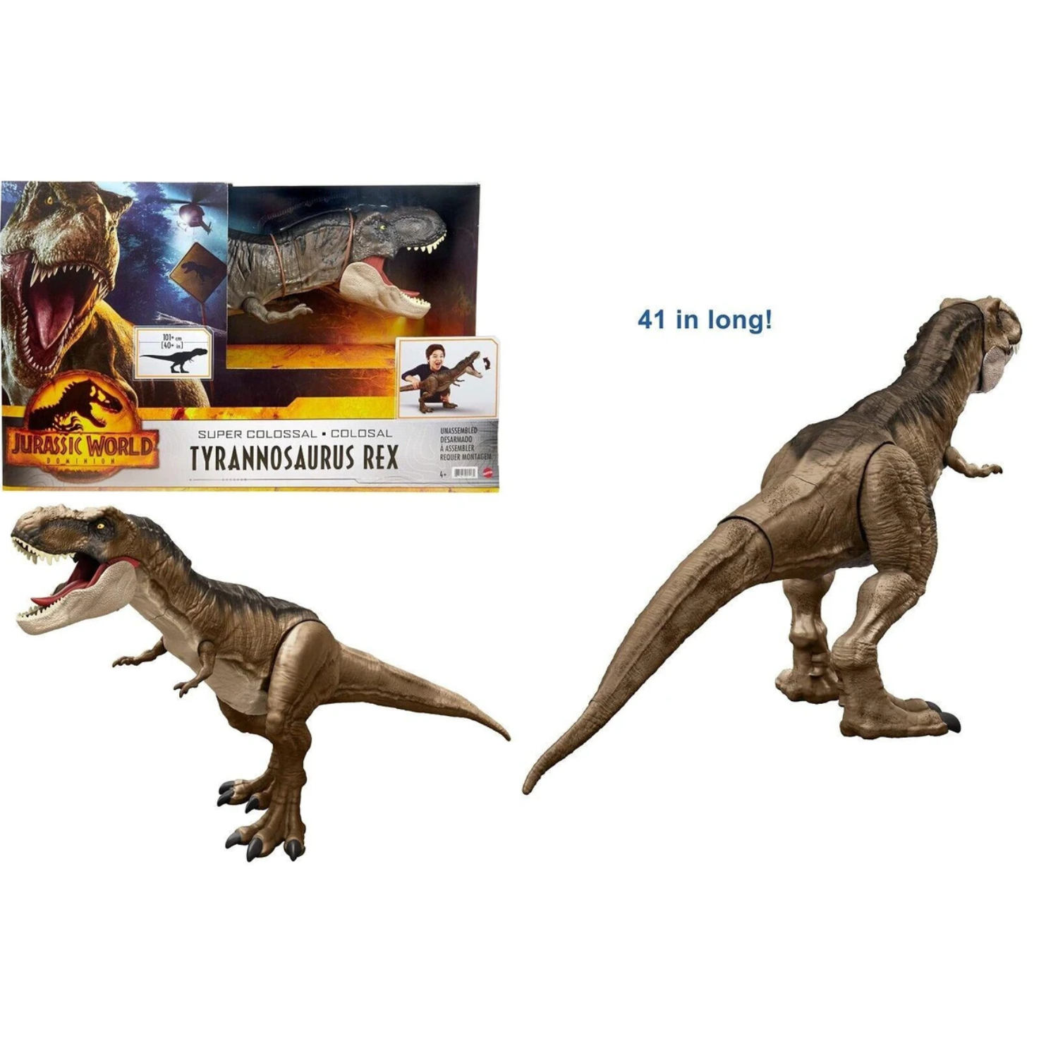 Jurassic World Dominion Super Colossal T-Rex Dinosaur Toy 41.5" Ages 4+ Mattel