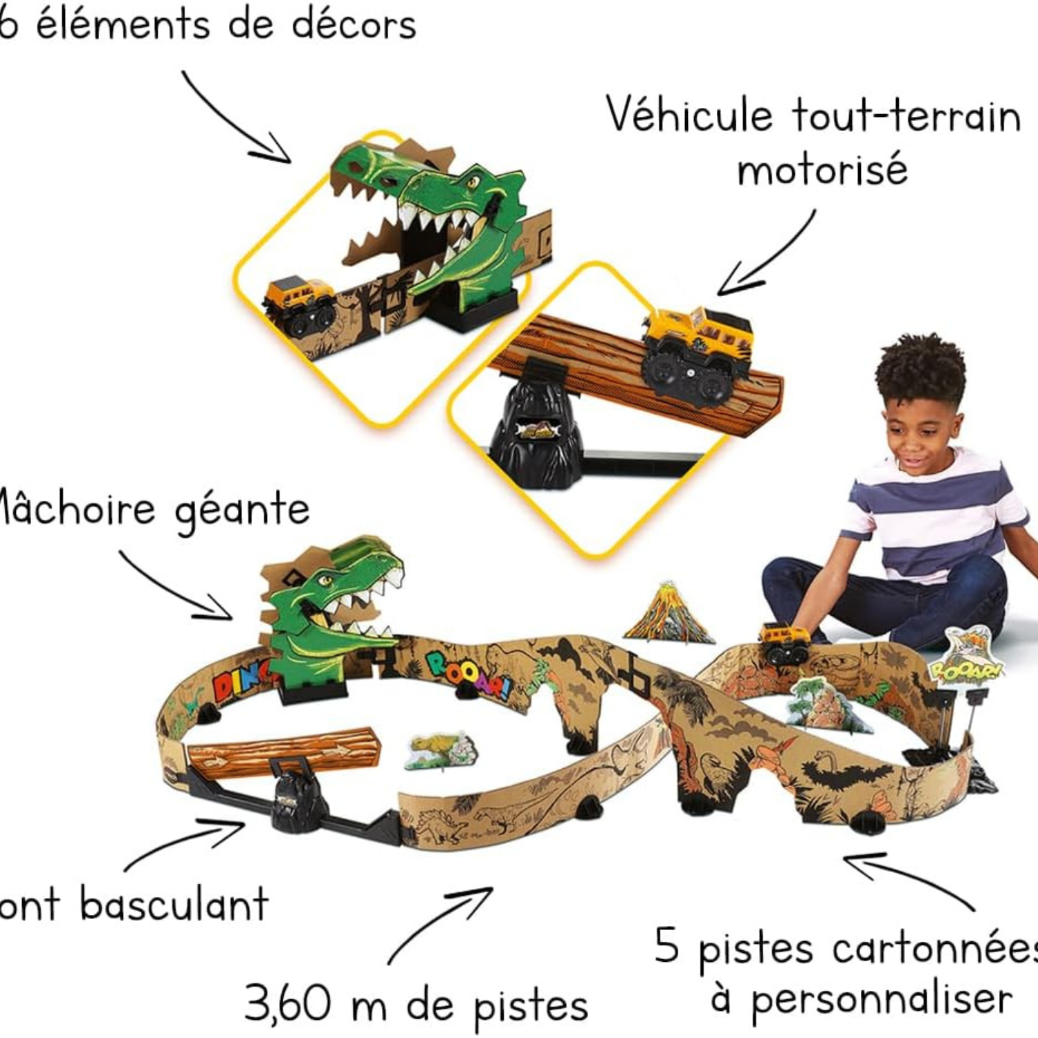 VTech Dino Adventure Track Set with Car Recyclable Cardboard Toy Gift