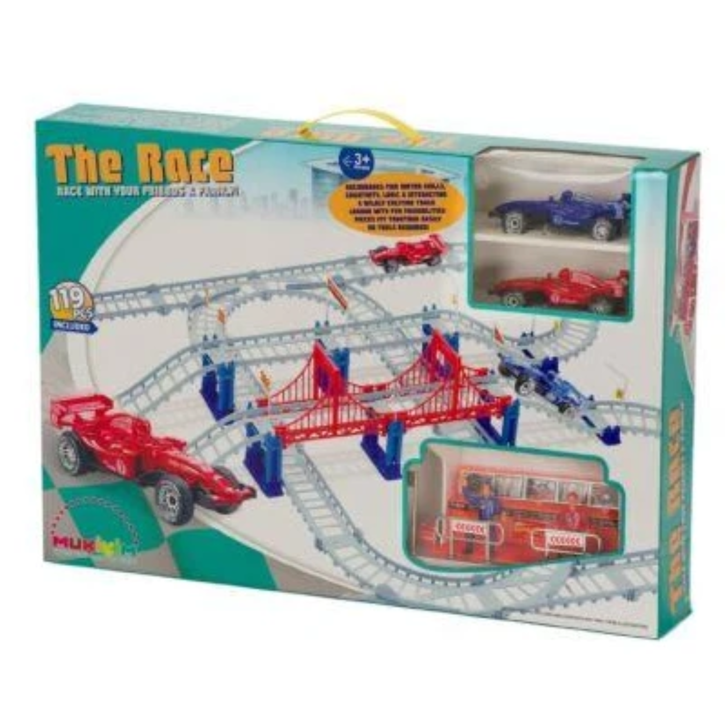 Car Race Track Mukikim 2 Cars 119 Piece Ages 6+ New Toy Build Play Gift Boys Fun