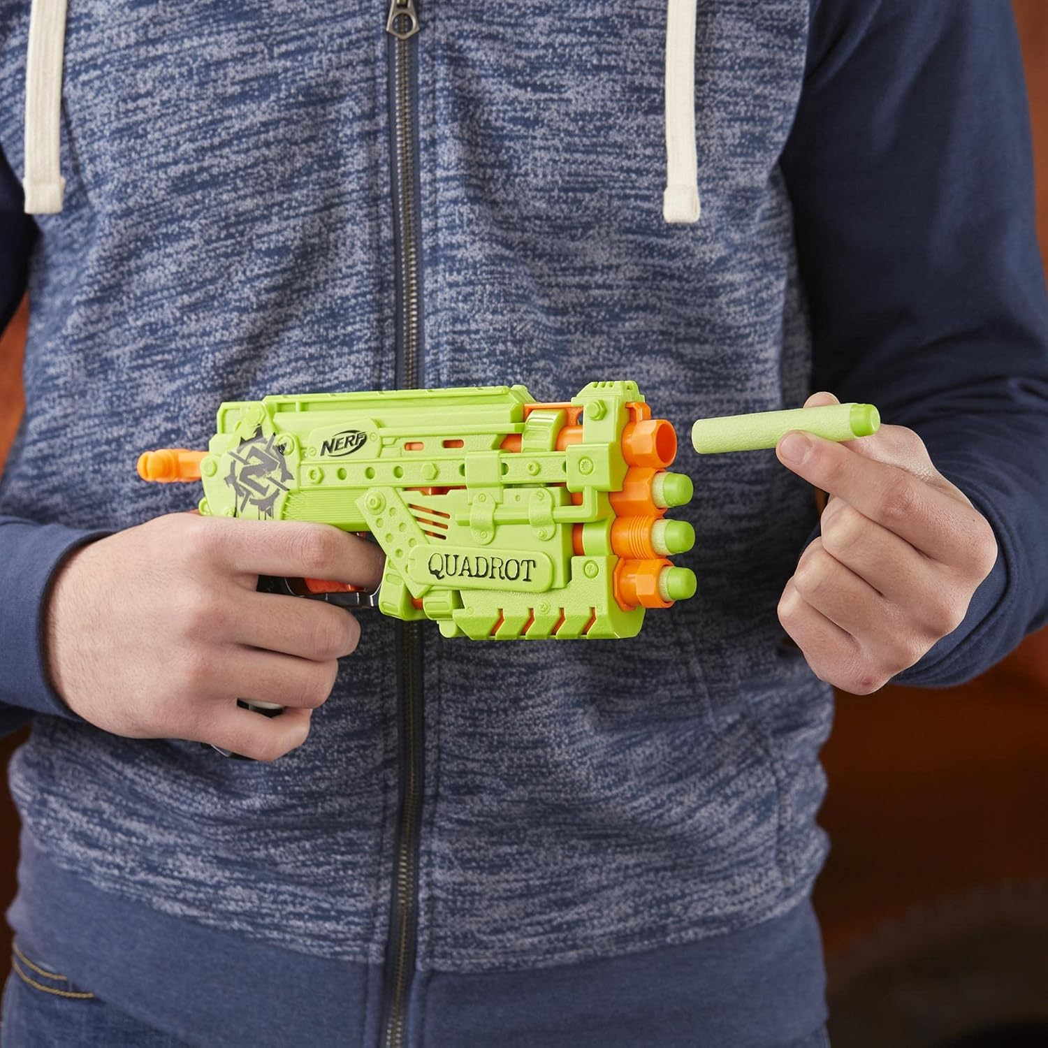 Nerf Zombie Strike Quadrot Blaster Set with 4 Darts Compact 4-Shot Foam Gun Toy