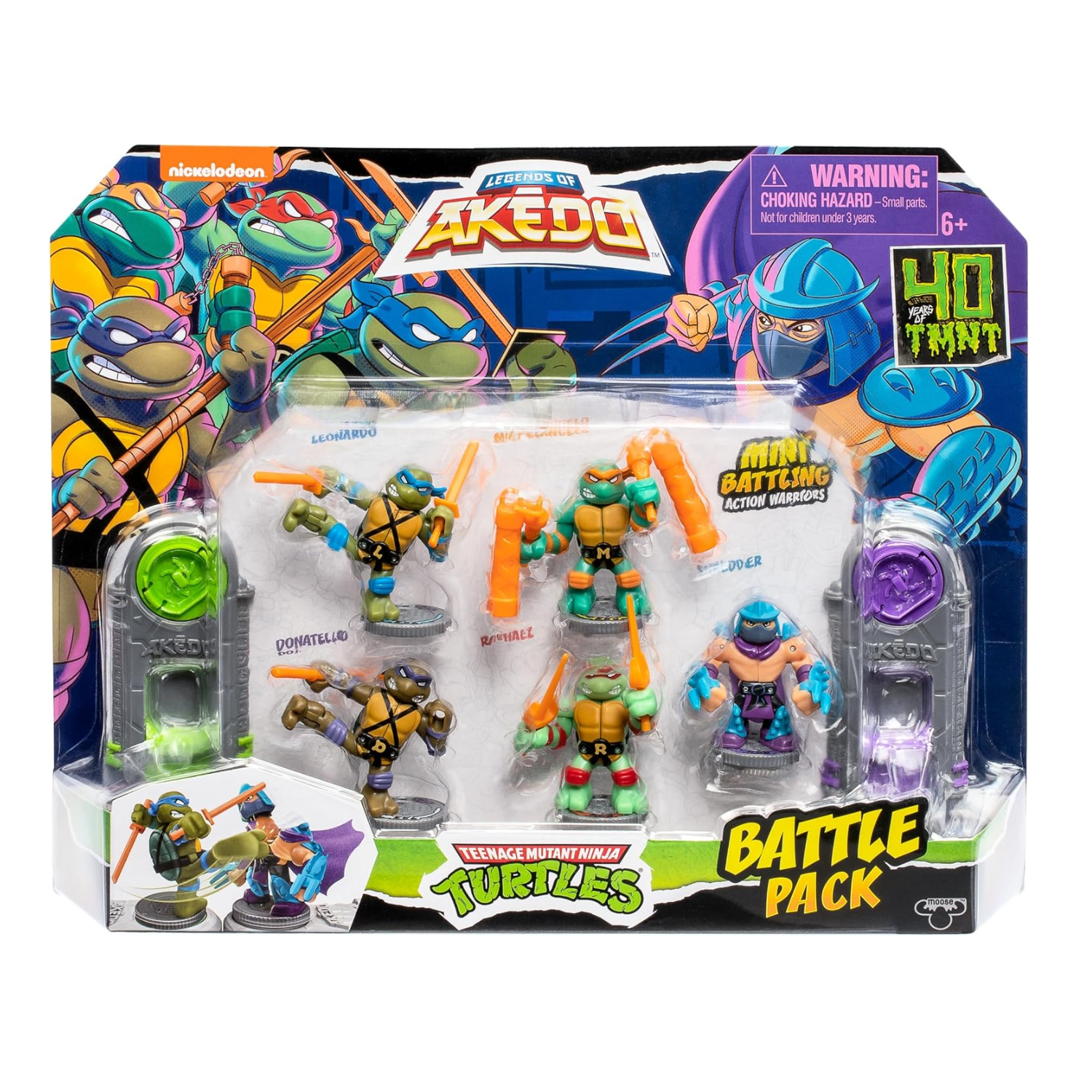 Akedo TMNT Battle Pack 5 Mini Warriors Donatello Leonardo Raph Mike Shredder Toy