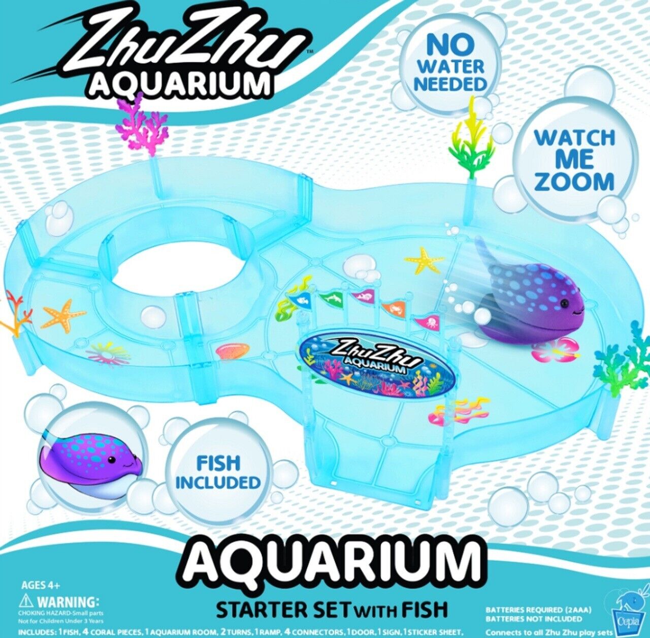 Zhu Zhu Aquarium Starter Set With Fish No Water No Mess Like Real Pet With Wheel