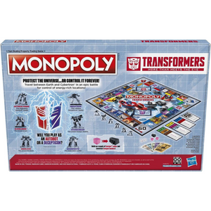 Monopoly Transformers Edition Board Game 2-6 Players Optimus Prime Bumblebee